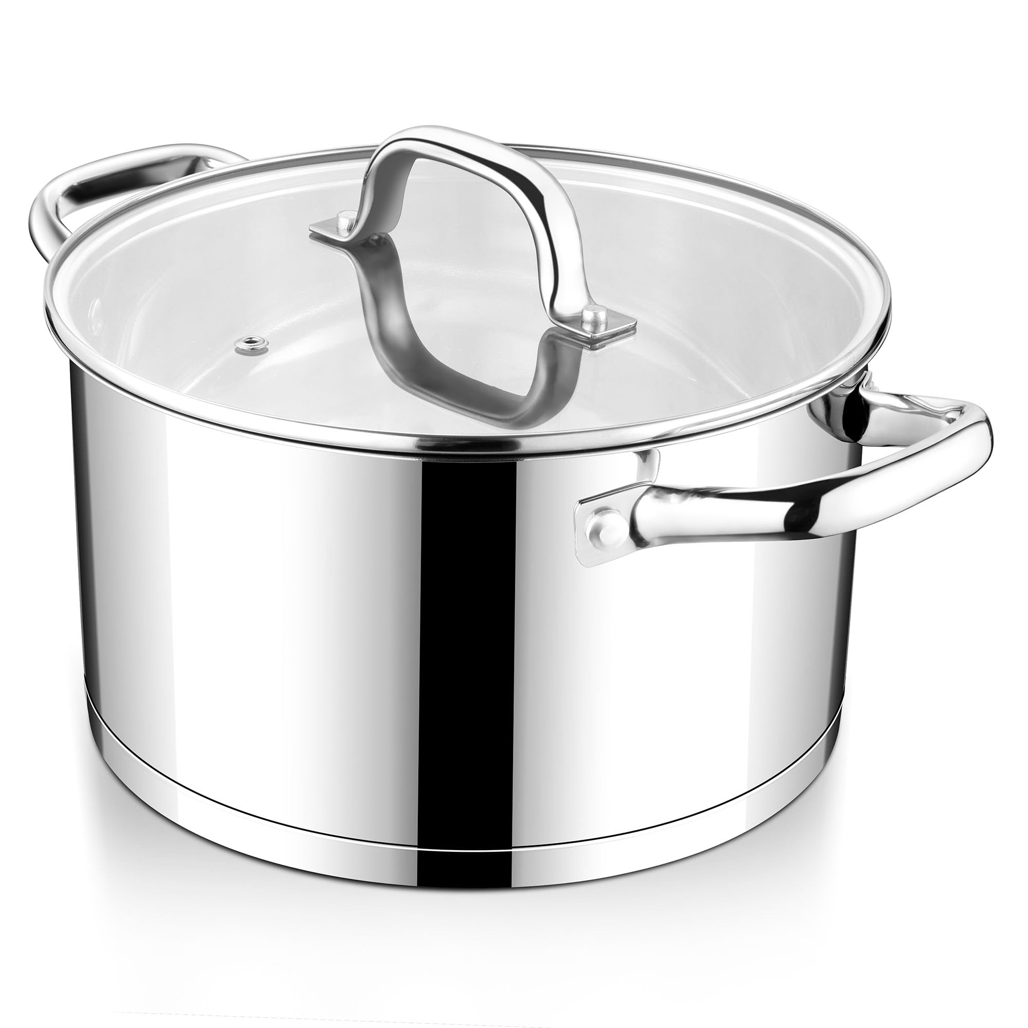 HaWare Kochtopf, 24cm Edeastahl Topf Induktion mit 3-Lagen Boden, Kochtöpfe Nudeltopf für alle Herdarten, 5,7L Suppentopf Fleischtopf mit Glasdeckel, Unbeschichtet & Ungiftig, Spülmaschinenfest