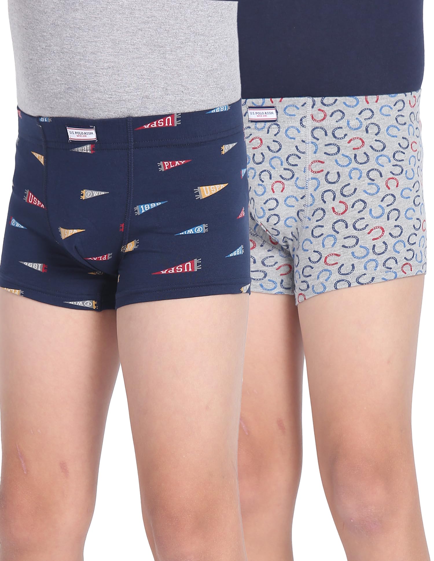U.S. POLO ASSN.Boys Mid Rise Cotton Spandex OKT01 Trunks (Pack of 2)