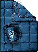 Vista 12 de zzlamb Manta de camping de plumón Puffy resistente al agua, manta de viaje de plumón portátil para exteriores, colcha ligera y cálida para sofá