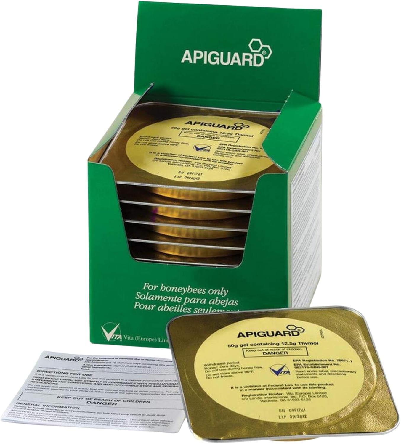 Apiguard ONE Box of Ten 50g Trays - 2 Trays per hive Recommended (10) - for Control of Varroa Mites in Honey Bee Hives