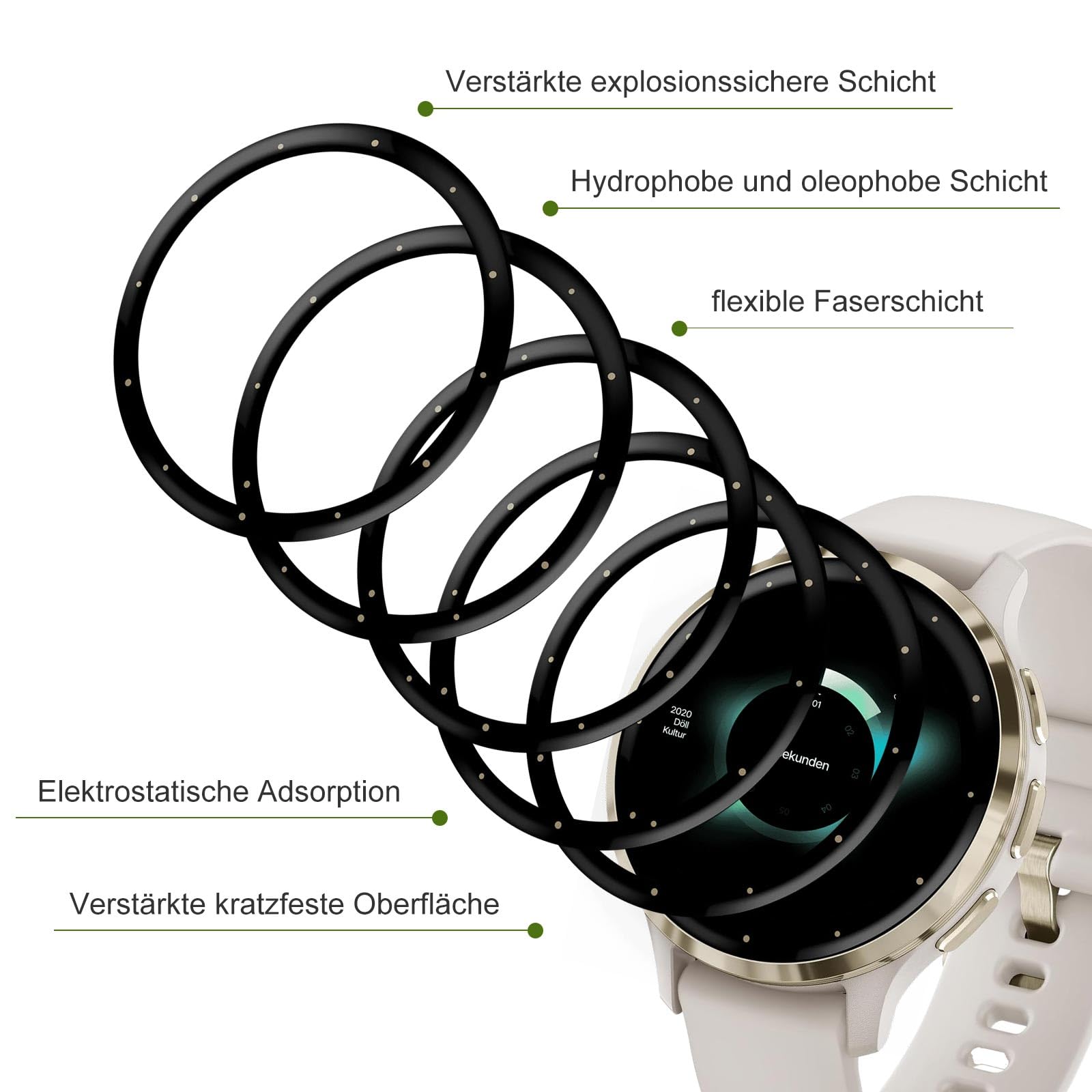 Bodyguard Panzerglas Für Garmin Venu 3s - Displayschutzfolie, 3D Vollfläche, Ultraklar & Kratzfest