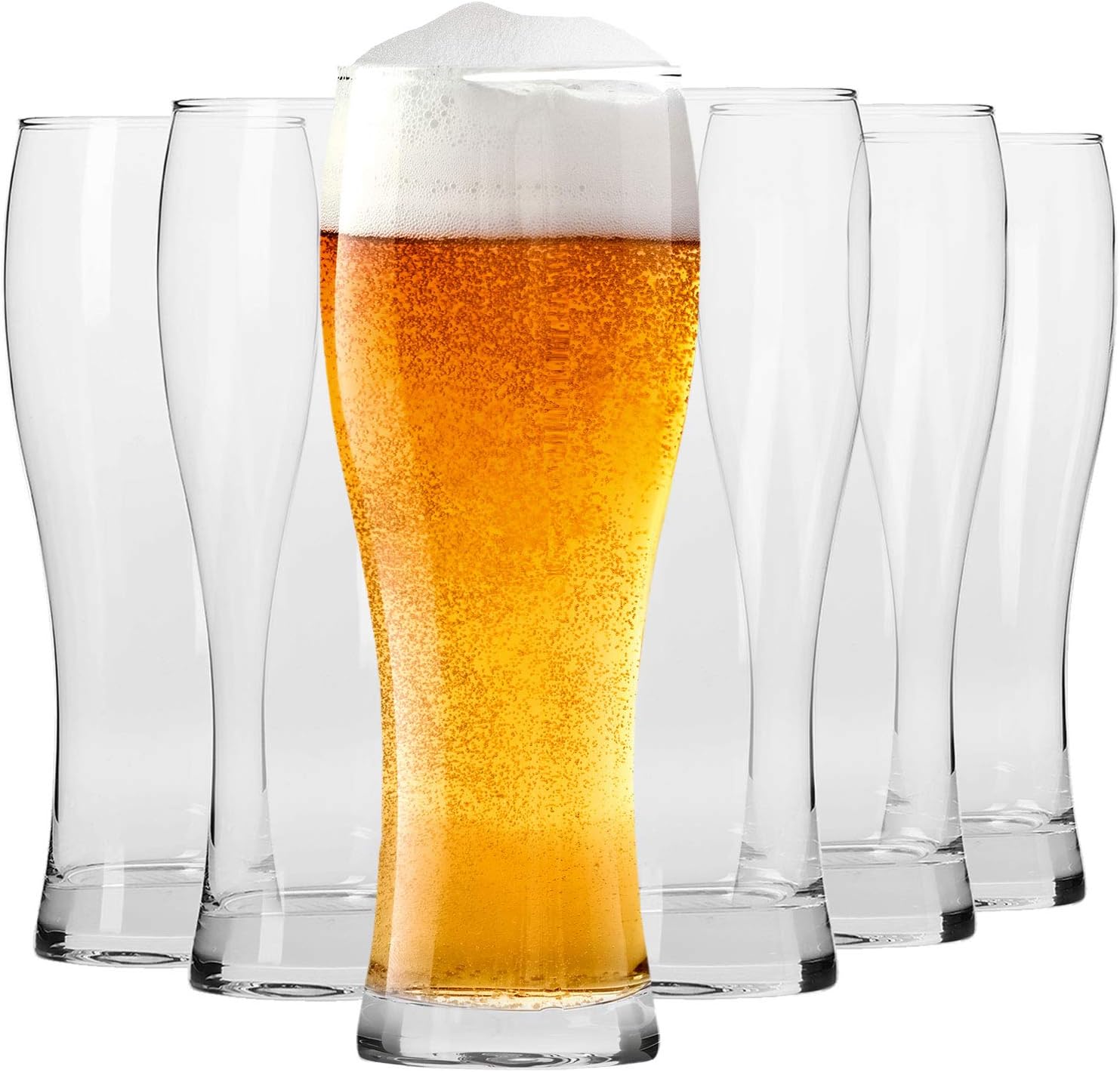 Krosno Tall Wheat Glasses Beer Glasses 0.5 Litre Set of 6 500 ml Chill Collection Perfect for Home and Parties Dishwasher Safe