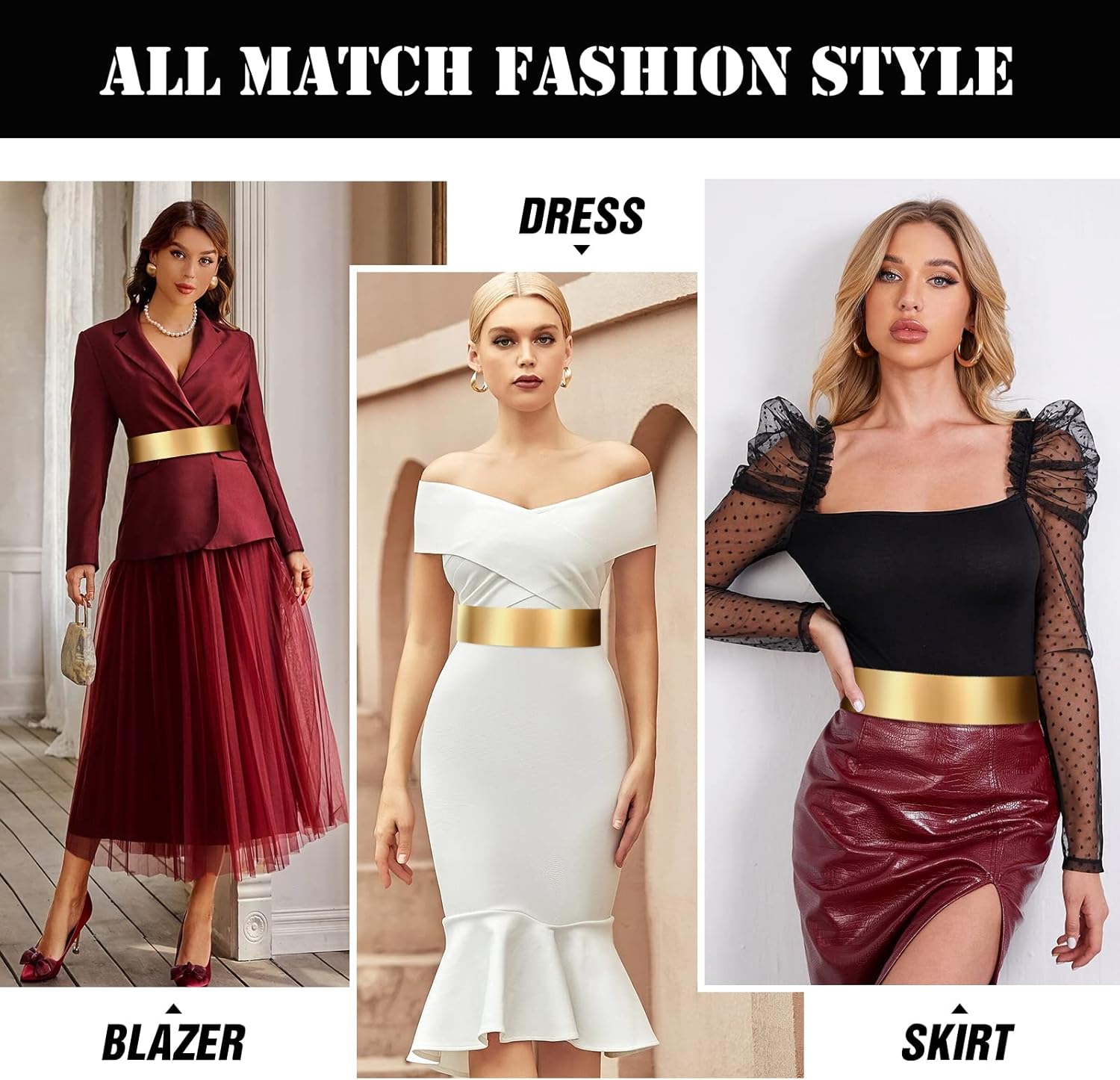 XZQTIVE Metal Waist Belt Women Shiny Polished Mirror Chain Belts Metallic Waistband Adjustable Body Link Dress Belts - Image 5