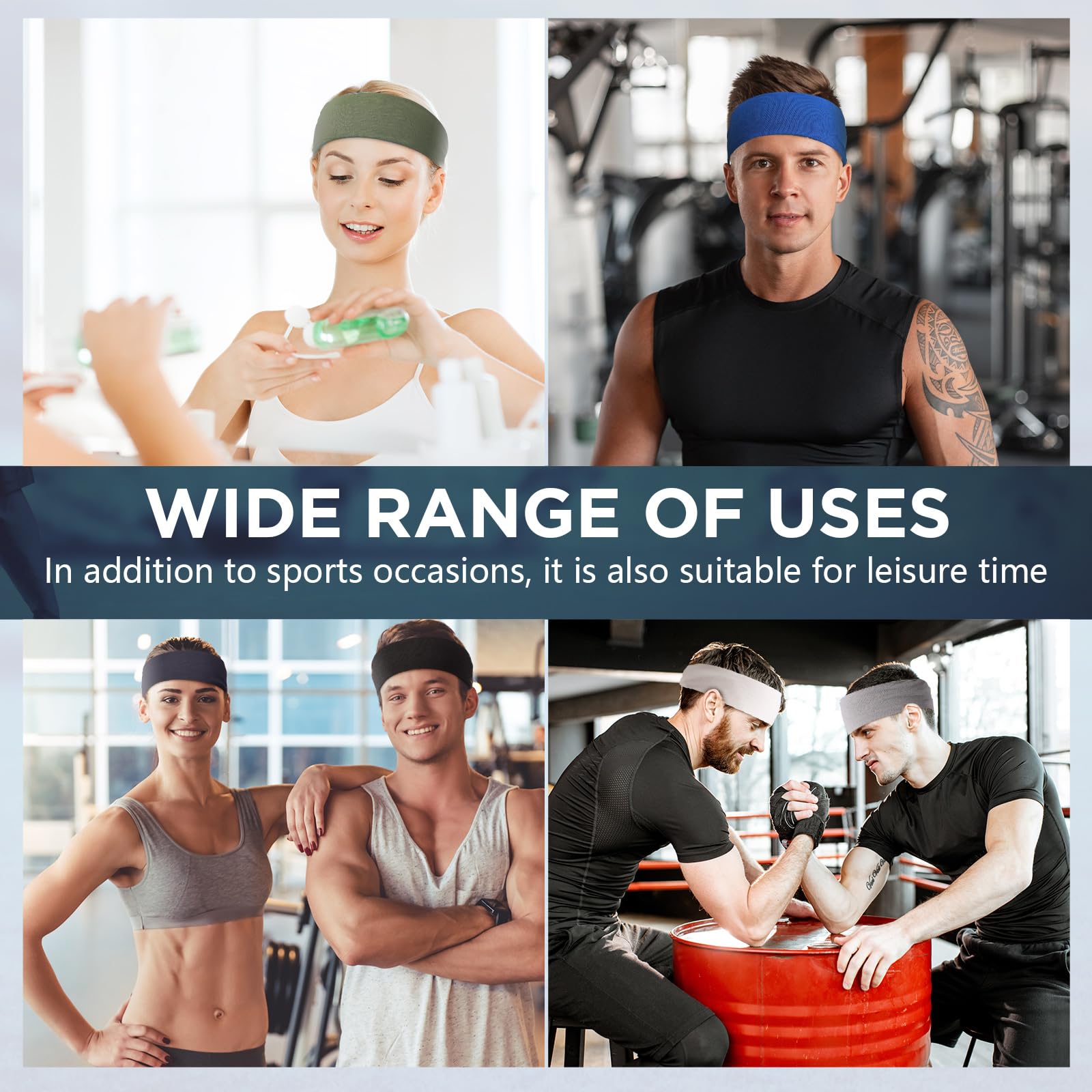 Sport-Schweißbänder für Herren und Damen, Camouflage-Stirnbänder, Workout, rutschfeste Stirnbänder, atmungsaktiv, Fitness, dehnbar, Unisex, Haarband für Yoga, Laufen, Radfahren, Ball, 18