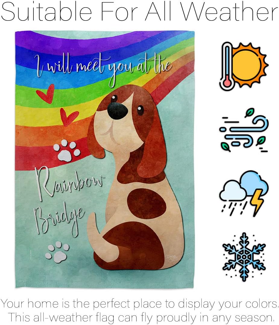 Breeze Decor Rainbow Bridge Flag Set with Stand Expression Sympathy Bereavement Love Support Emotion Postive House Banner Small Yard Double-Sided, Garden Remembrance Memorial Gift Made in USA