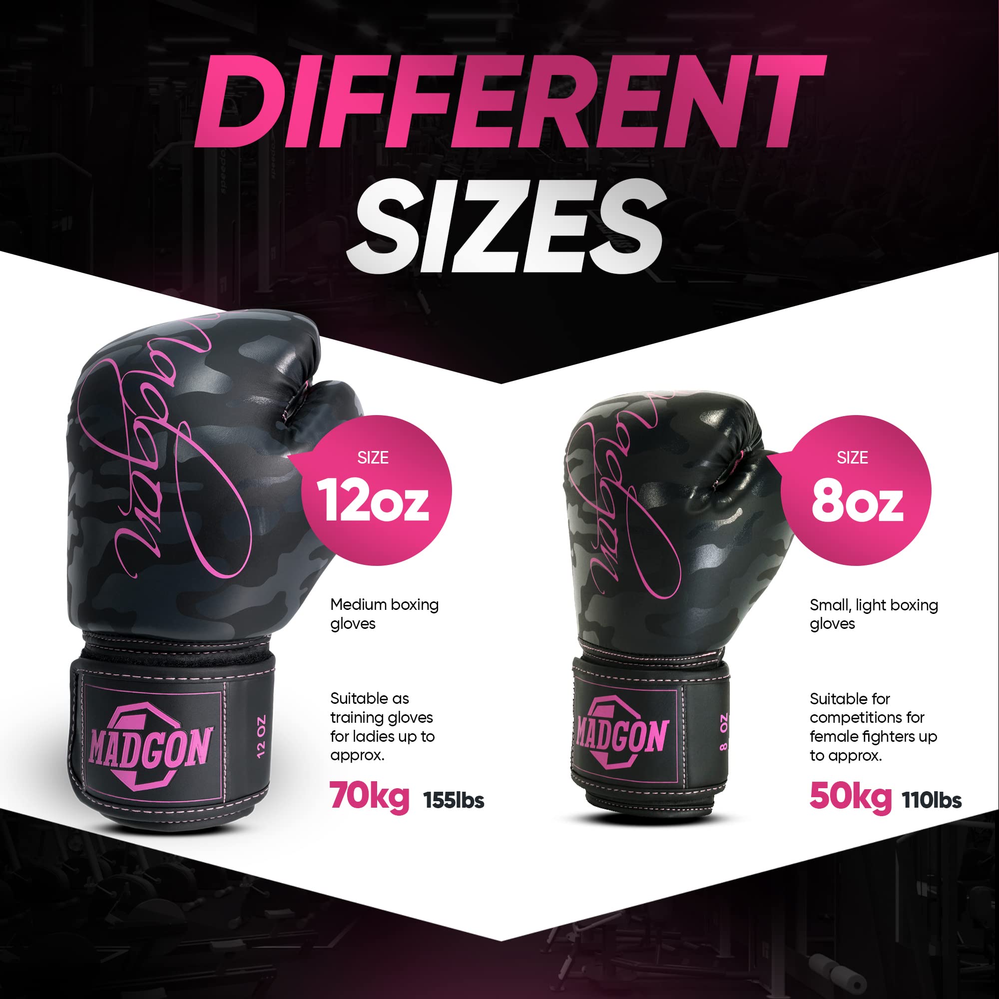 MADGON Guantes de Boxeo para Kick Boxing MMA Sparring con Bolsa Incluida