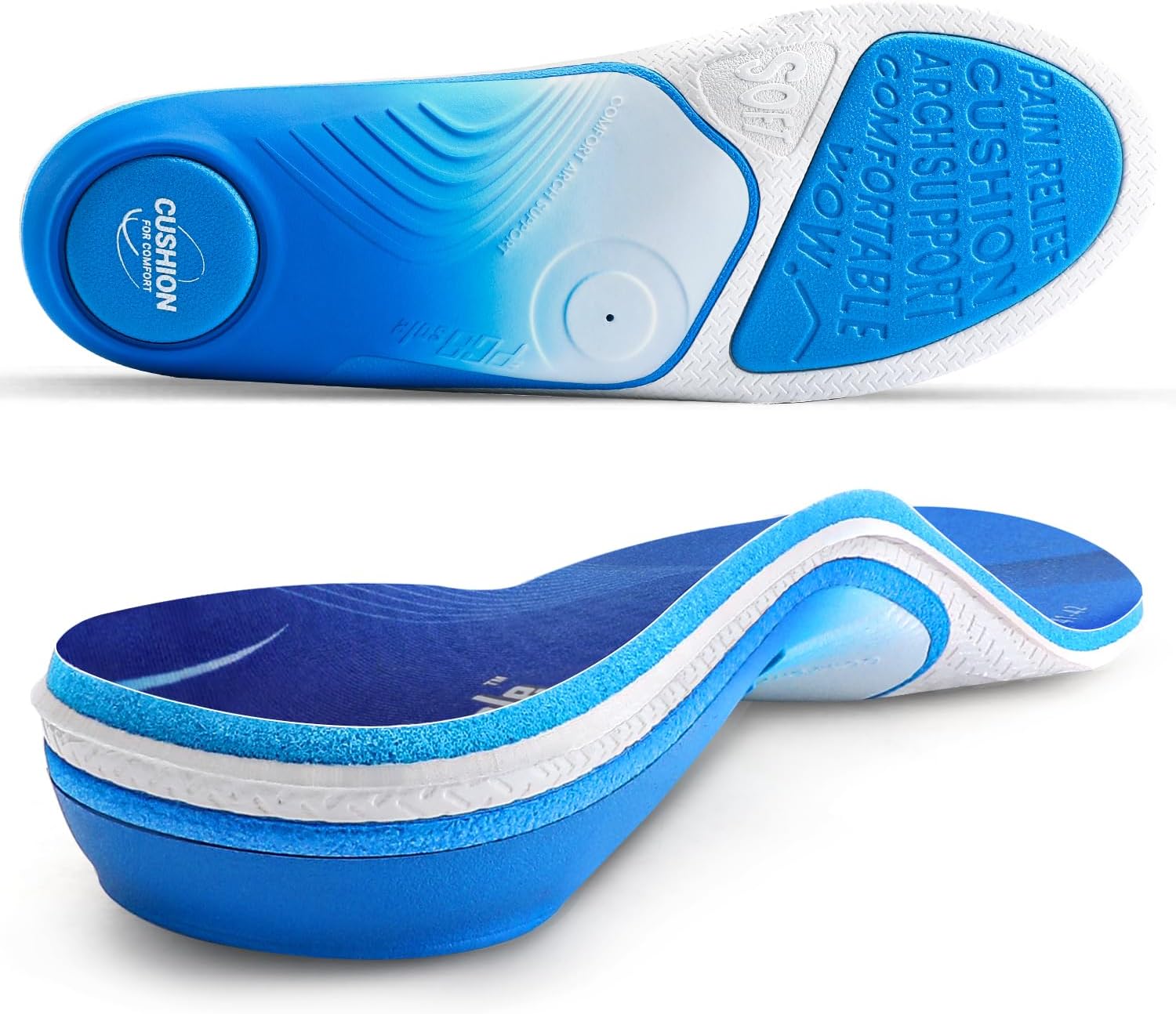 PCSsole Orthotic Insoles Pro for Plantar Fasciitis Relief - 240+lbs Heavy Duty High Arch Support Inserts with Max Cushion & Comfort - Shoe Insert for Flat Feet, Heel Pain, Overpronation