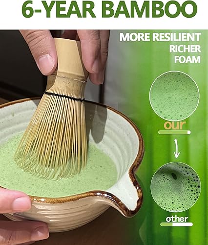 Miniatura 2 de Batidor de matcha, juego de batidor de bambú matcha para polvo de matcha, hecho a mano, orgánico tradicional japonés, agitador de matcha de 100