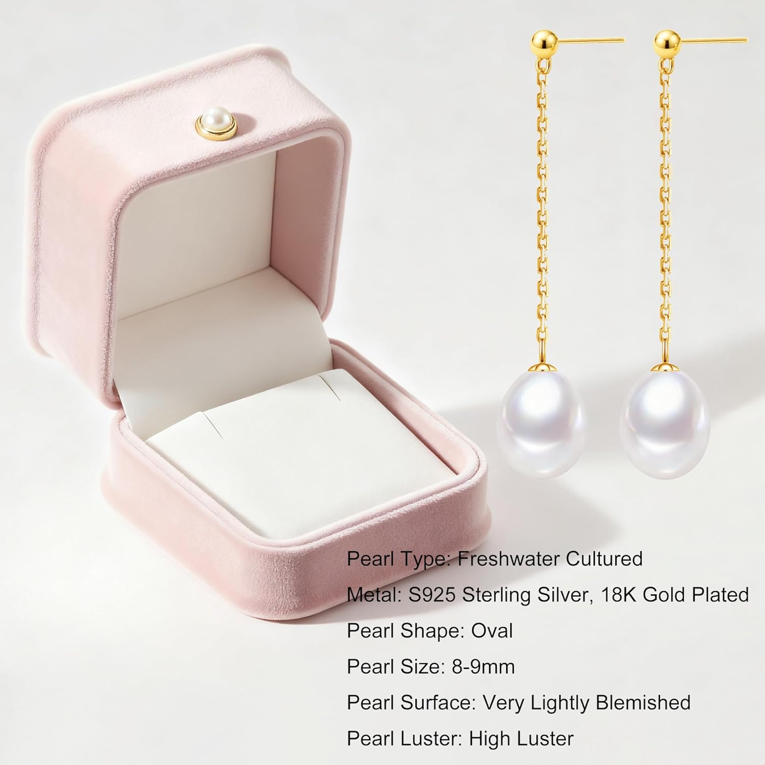 Freshwater Pearl Earrings for Women – 925 Sterling Silver Long Earrings Natural Pearl Earrings Jewelry Gift for Women, Bride, Bridesmaids - Image 6