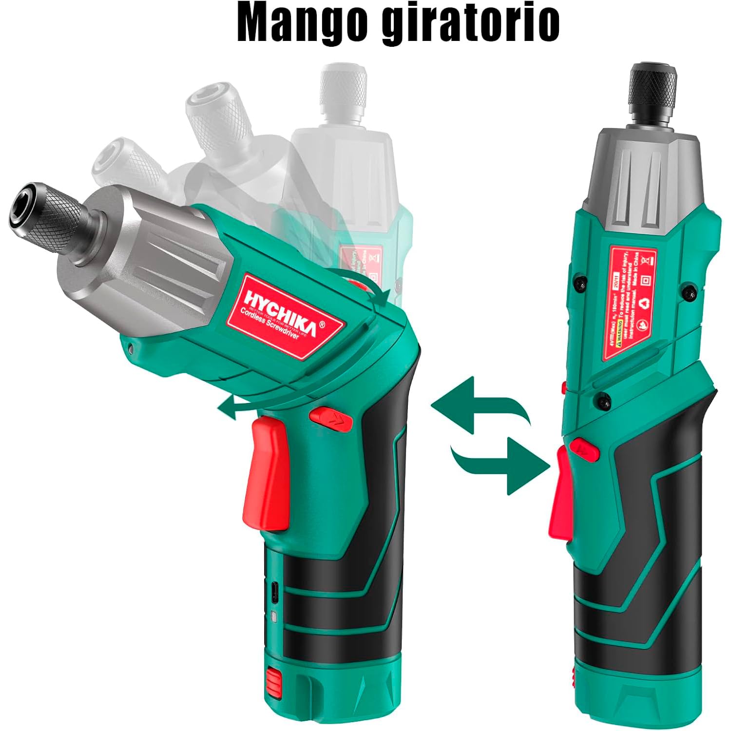 HYCHIKA Atornillador Eléctrico 6Nm, Destornillador Eléctrico (Máximo Par 6 N.m, 3.6V, 2.0Ah) LED Luz como Linterna, Cable USB, 35 Accesorios, Estuche portátil, Para Reparaciones en El Hogar - 5