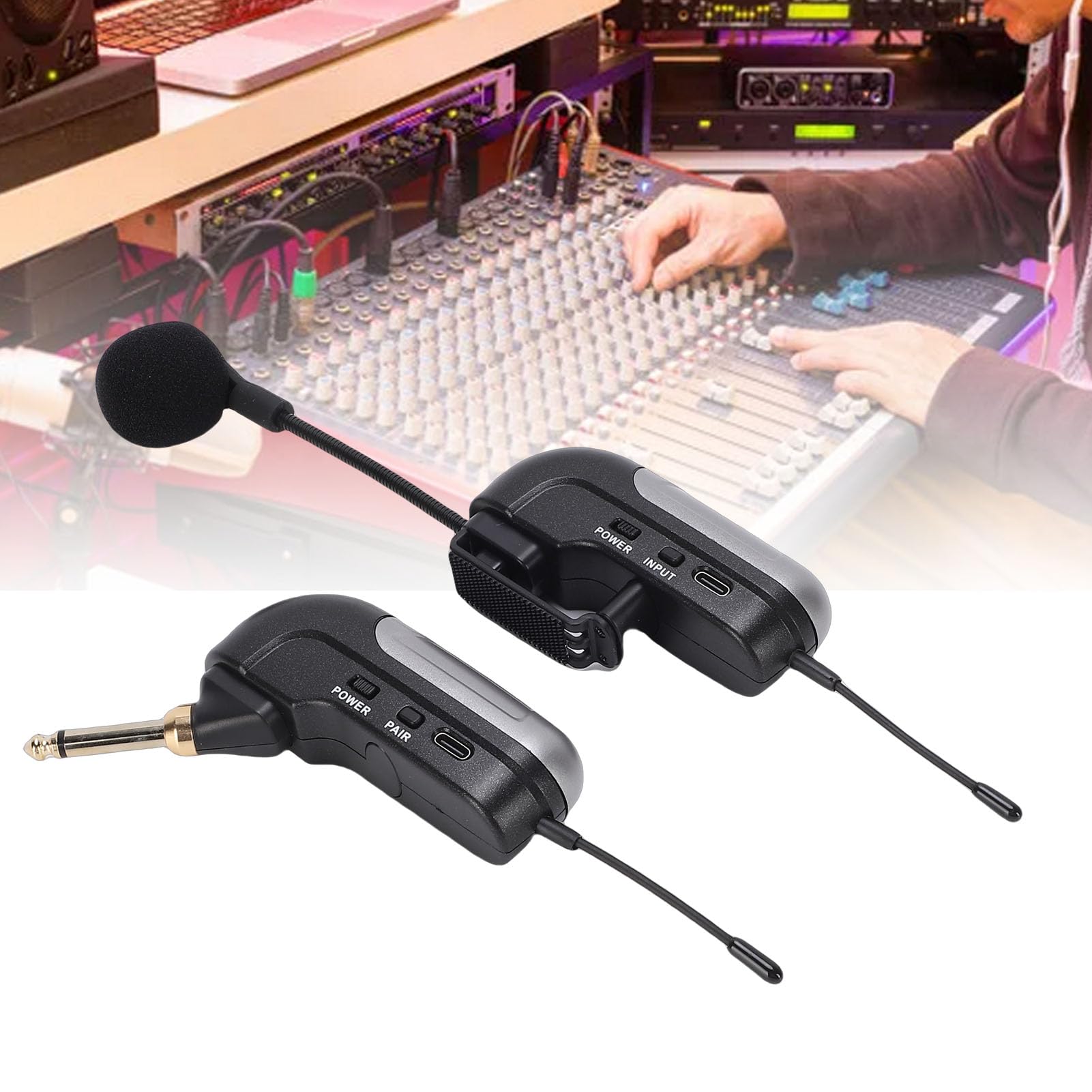 Elprico Microfono Wireless per Fisarmonica con Ricevitore, Microfono per Ripresa di Strumenti Audio HD, Microfonico Progettato per Fisarmonica, Portata di 30 M e Durata della Batteria