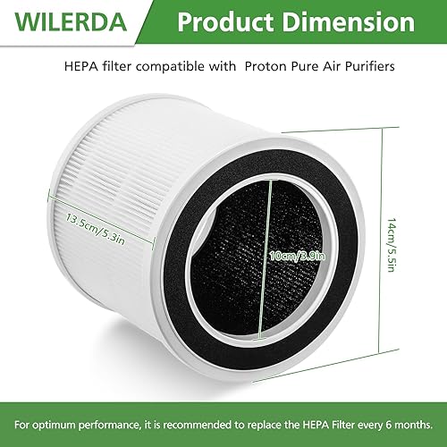 Miniatura 4 de Paquete de 2 filtros de repuesto HEPA solo compatibles con purificador de aire Proton Purter, sistema de filtración de 3 pasos, filtro de aire