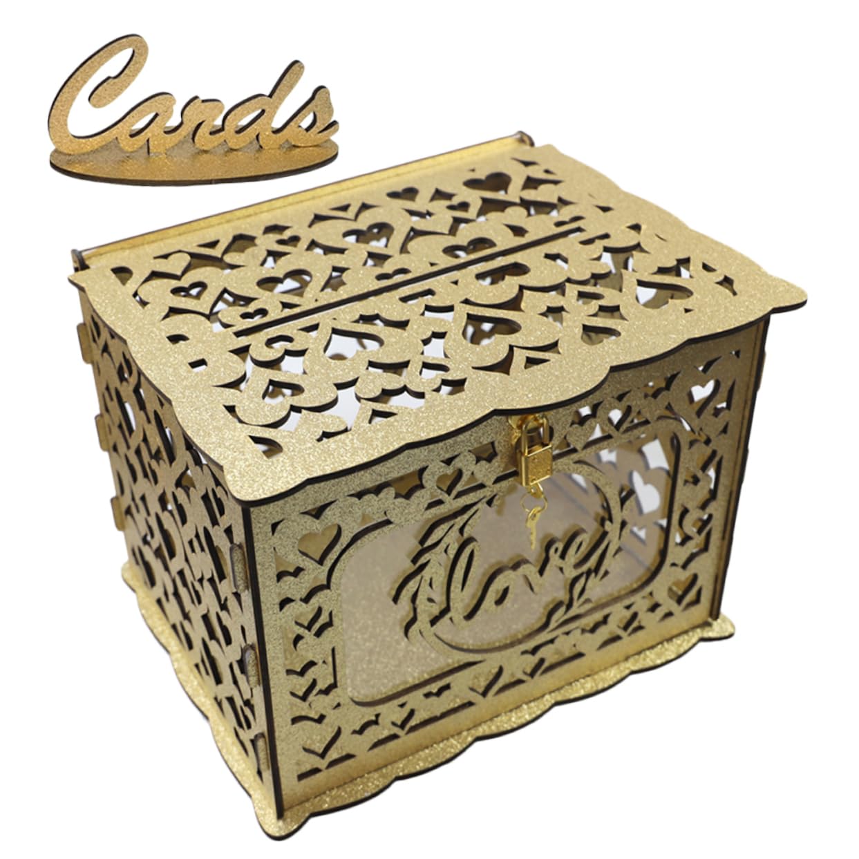 OKUMEYR 1set Wooden Card Box for Wedding Reception Rustic Collectible Keepsake Storage for Cards Envelopes for Anniversaries Graduations Special Occasions