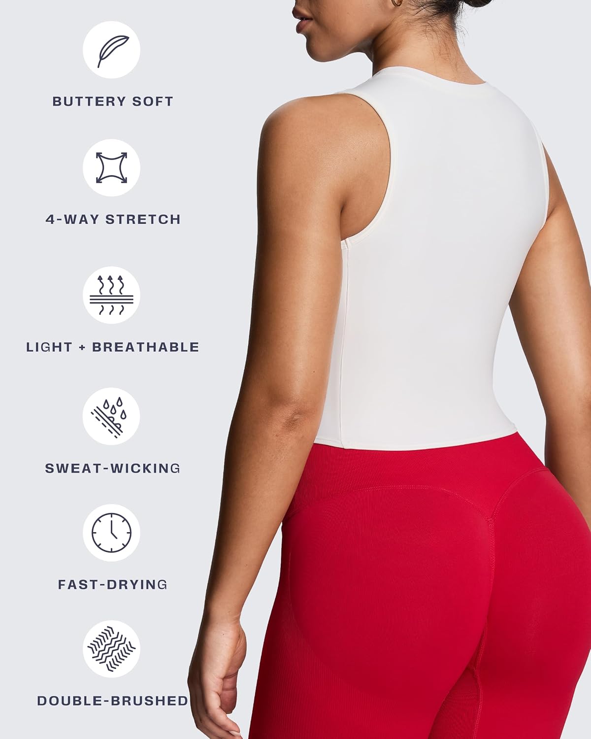 Aoxjox Women's Sleeveless Tank Tops GEO Workout Gym Yoga Curve Longline Crop Top - Image 6