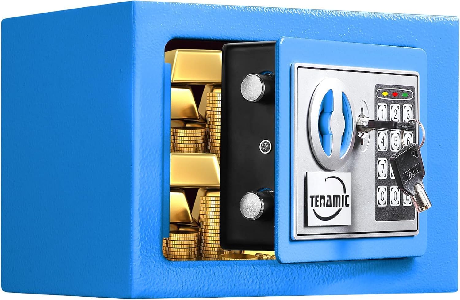 Piggy Bank for Kids，Money Bank for Adults，Money Saving Box，Coin Bank for Girls and Boys，Mini Safe Small Cash Box (Blue)