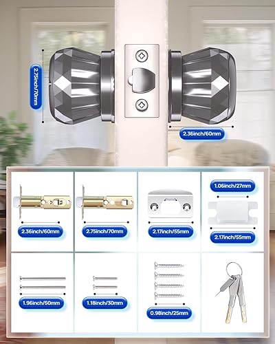 Miniatura 7 de Perilla de puerta inteligente 3 en 1 con huella dactilar, bloqueo inteligente, control de aplicación, entrada tipo C, carga de emergencia, bloqueo