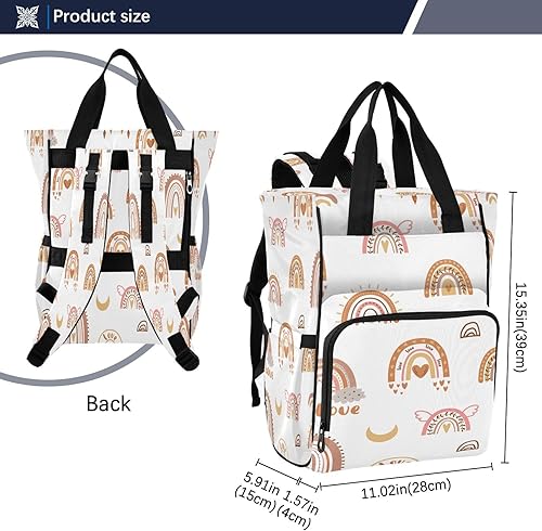 Miniatura 3 de Doodle Pink Rose - Mochila para pañales, bolso multifuncional para mamá, mochila de viaje de gran capacidad, Arco iris Boho, Tamaño único, Mochilas