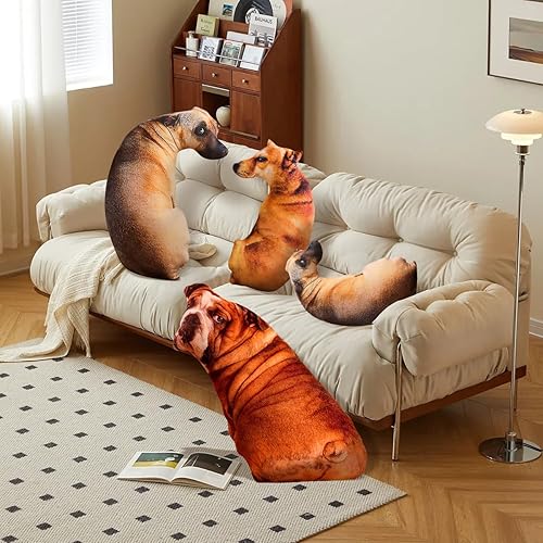 Miniatura 2 de Almohada de simulación 3D para perro, almohada en forma de perro, almohada divertida de felpa Shiba Inu de 19.7 pulgadas, almohada de peluche para