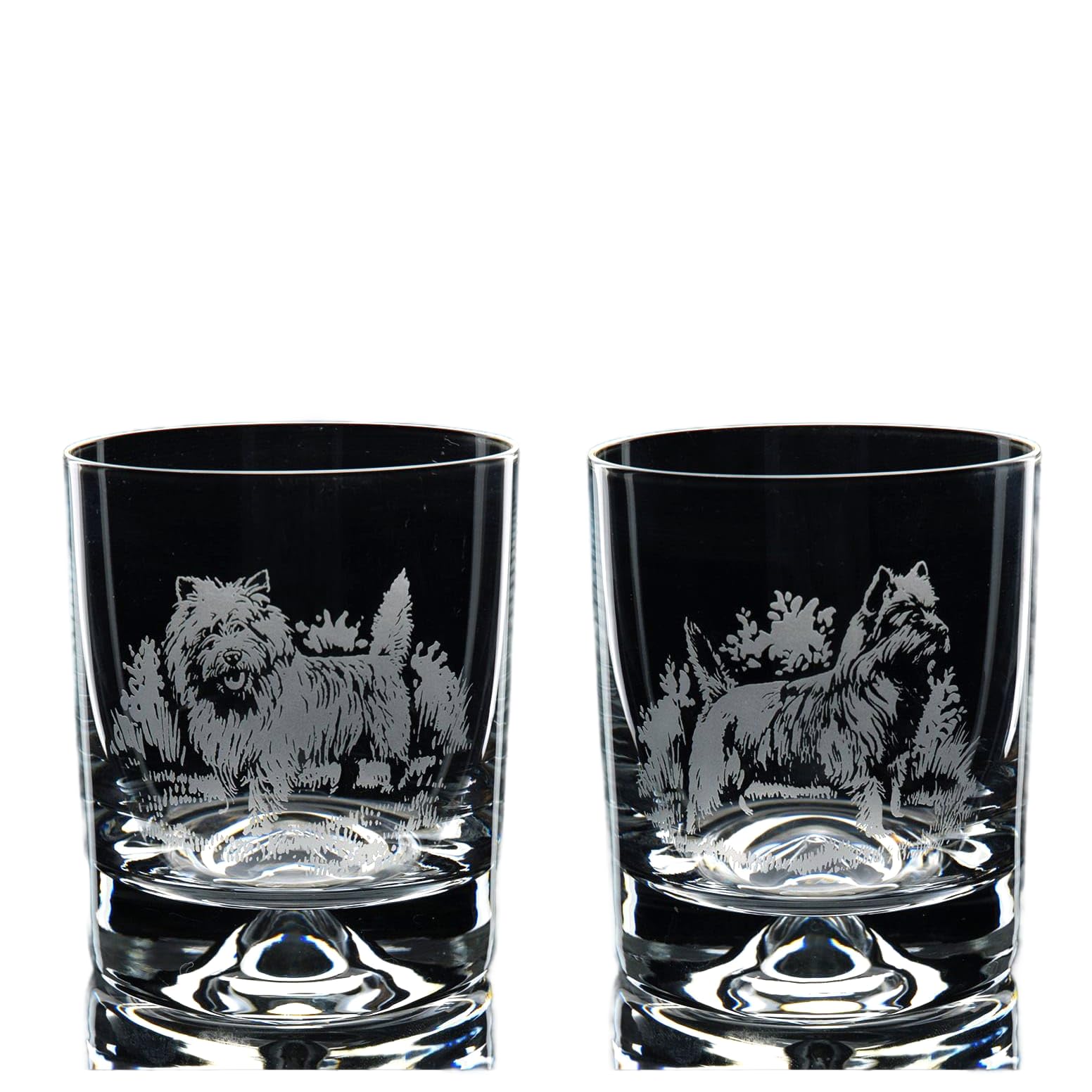 GLYPTIC Glass Art Cairn Terrier Dog Placement Hand Etched/Engraved Whiskey Tumbler Glass — image 1