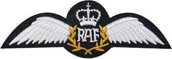RAF Pilot Wings Iron or Sew On Embroidered Patch Badge Air Force Military Uniform R1634