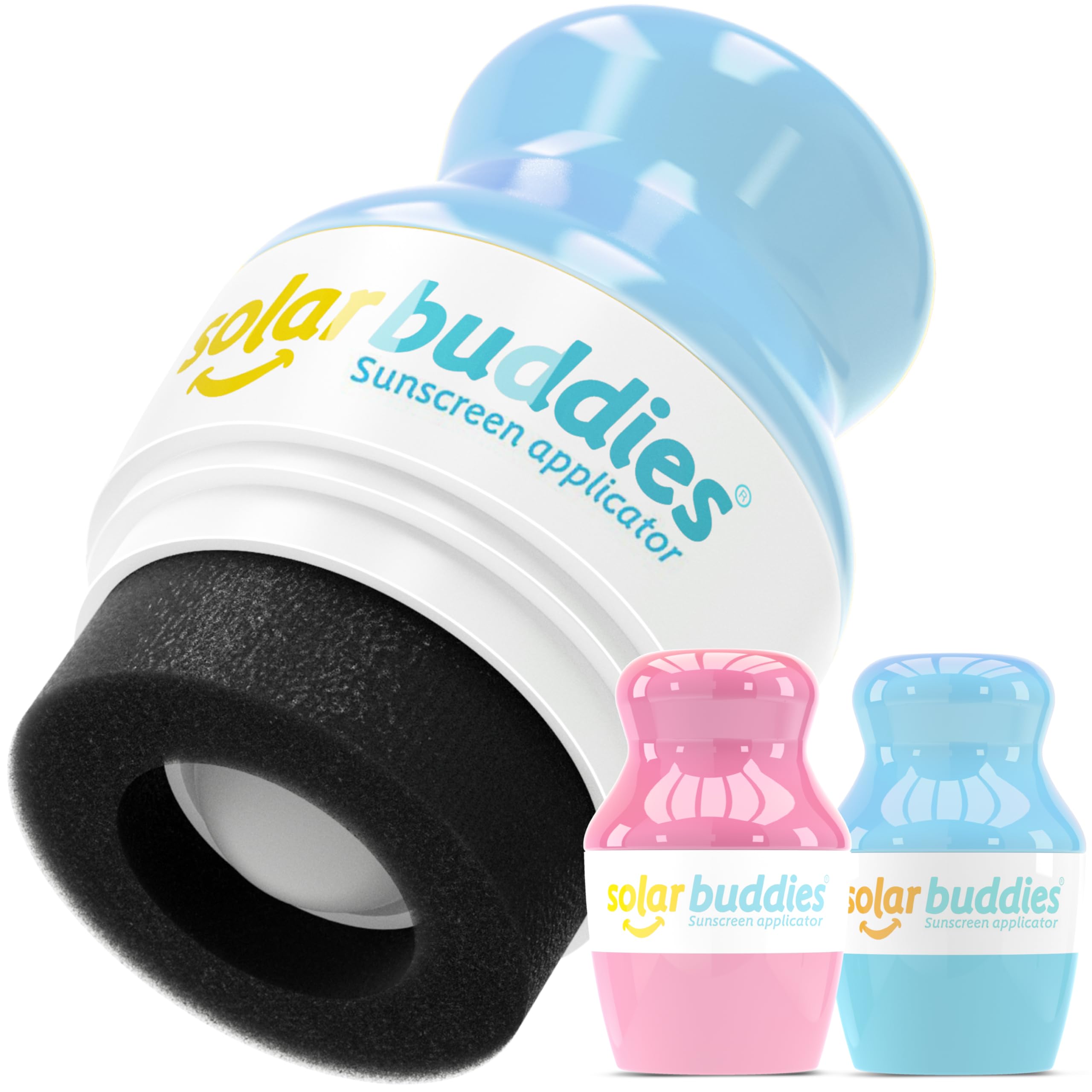 Solar Buddies Sunscreen Applicator - Full Blue & Pink Duo - BPA-Free Refillable Roll on Sponge Sunscreen,Suncream & Lotion Applicator For Kids,Adults & Families-Holds 3.4fl oz,Perfect Size for Travel