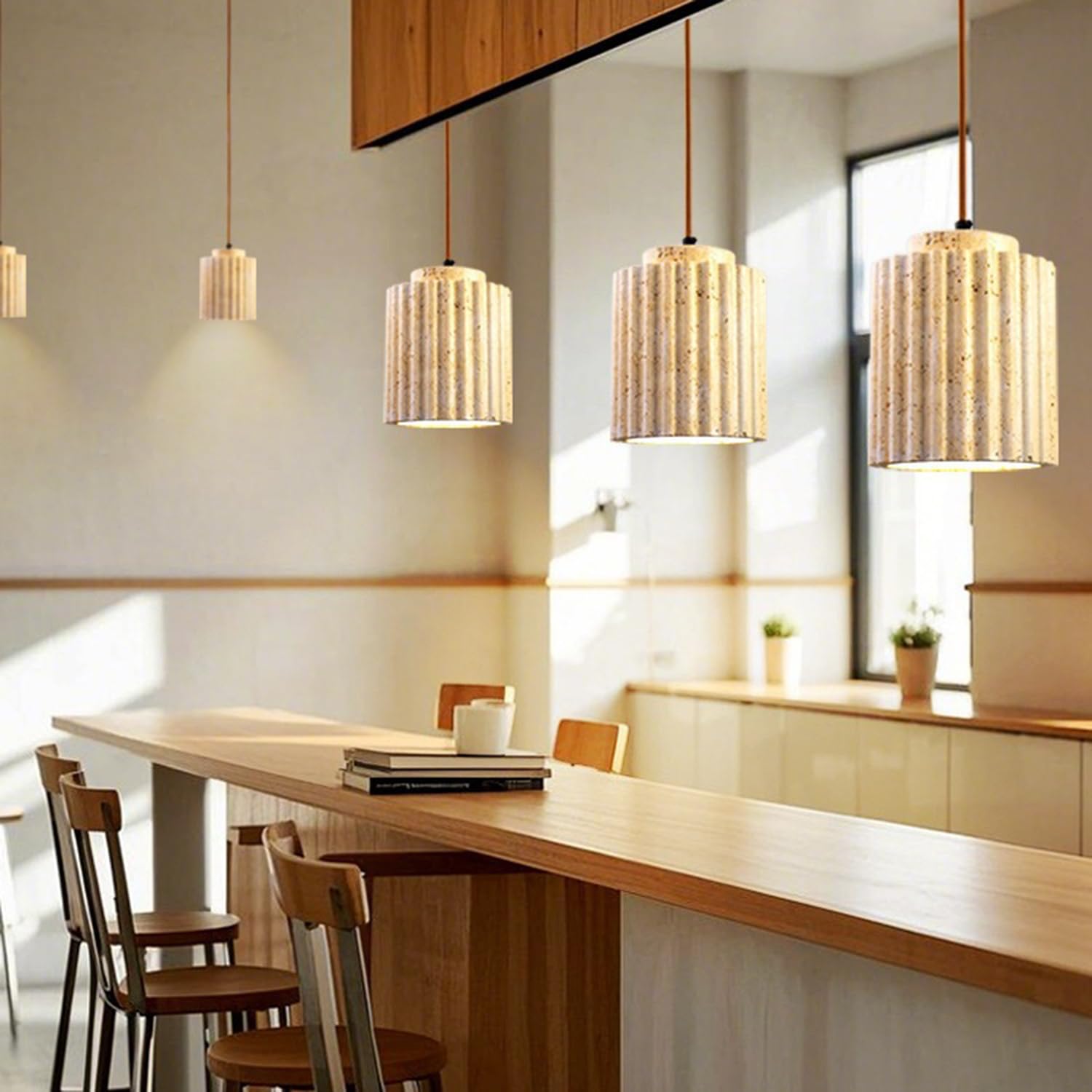 Lampadario in travertino naturale Illuminazione domestica Lampada