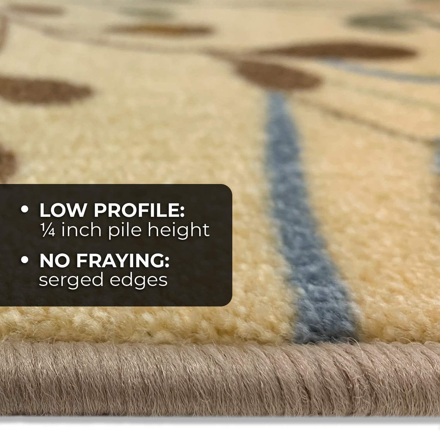 House, Home and More Set of 15 Skid-Resistant Carpet Stair Treads – Botanical Daydream – Golden Beige – 8 Inches X 26 Inches