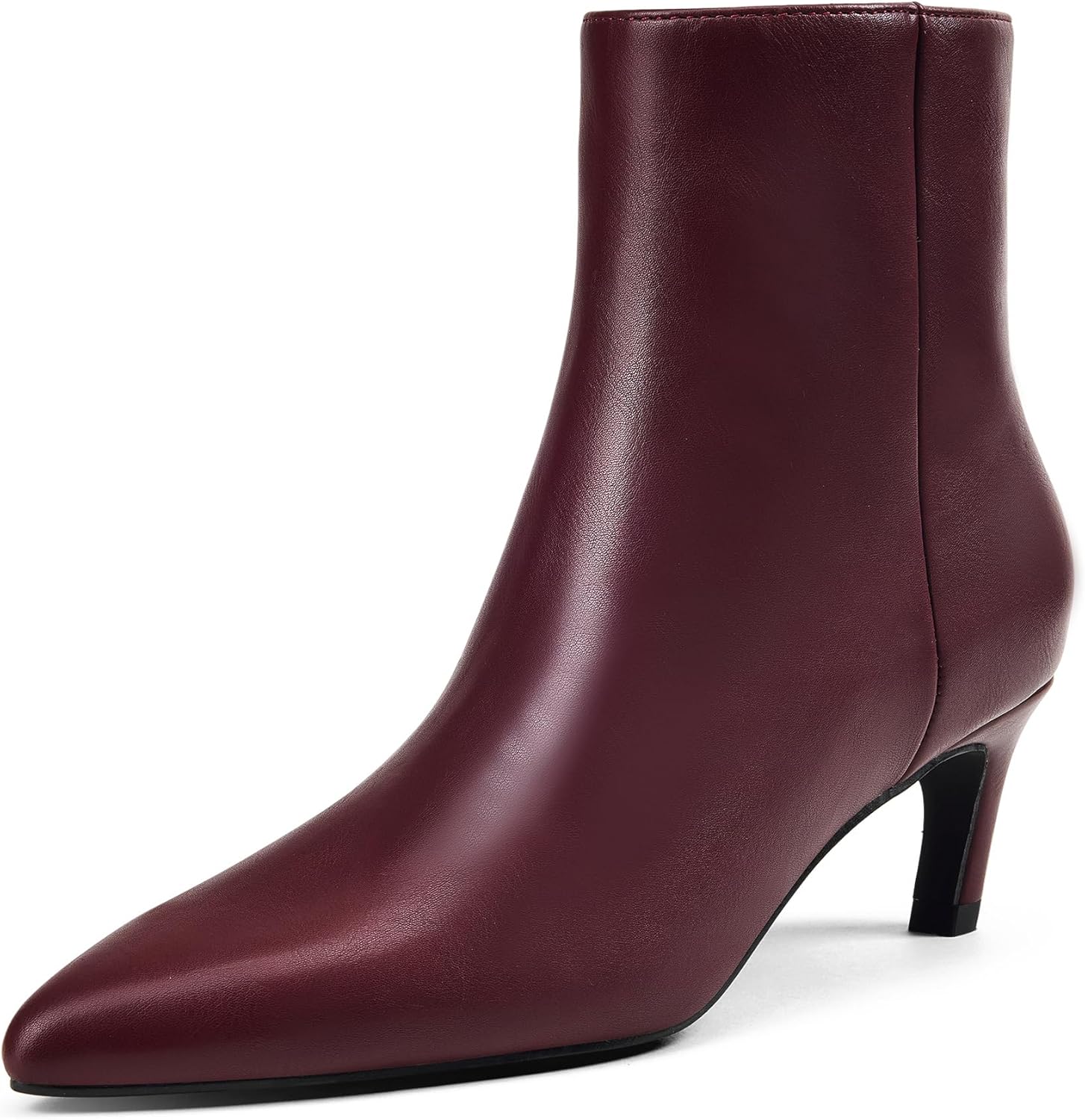 GENSHUO Women's Pointed Toe Ankle Boots 2.36 Inch Low Kitten Heel Booties with Side Zipper, Fall Winter Short Dress Boots Shoes