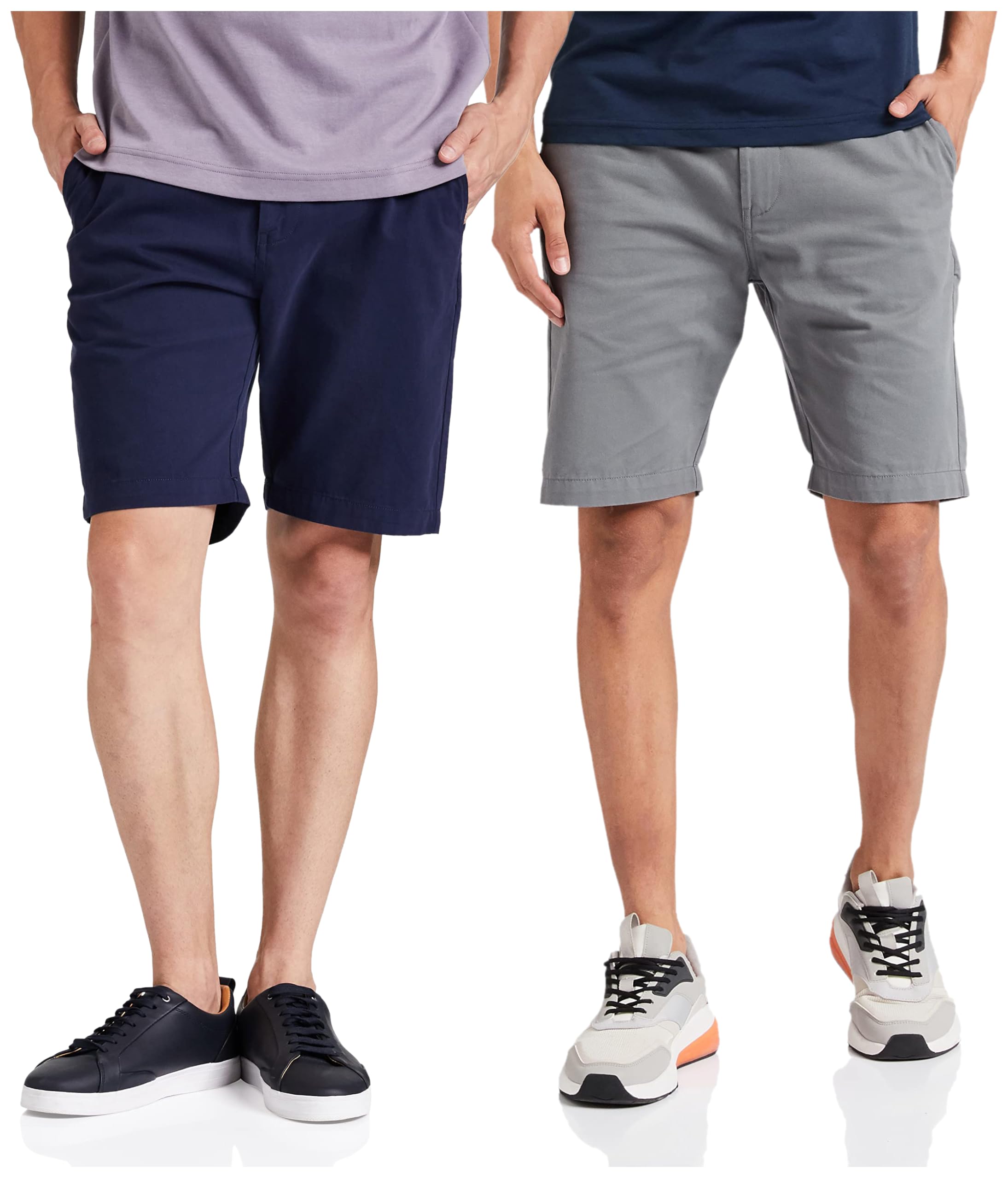 amazon brand - symbol Men's Cotton Chino Shorts | Casual Half Pants | Bermuda (Navy + Grey_32) (Combo Pack of 2)-picture-35