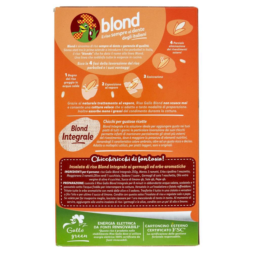 Italian Gourmet Riso Blond Integrale Vollkornreis 12 x 1kg, Kochzeit 8 Min | 100% chicchi italiani, fonte di fibre; körnig, vielseitig für Salate, Bowls, Gesamtnettogewicht 12 kg + Kostenlos Polpa 400g