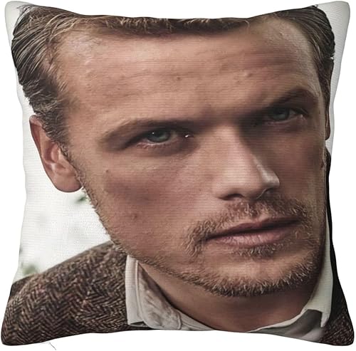 Sam Heughan - Fundas de cojín cuadradas decorativas modernas para sofá, sala de estar, decoración del hogar, 12 x 12 pulgadas