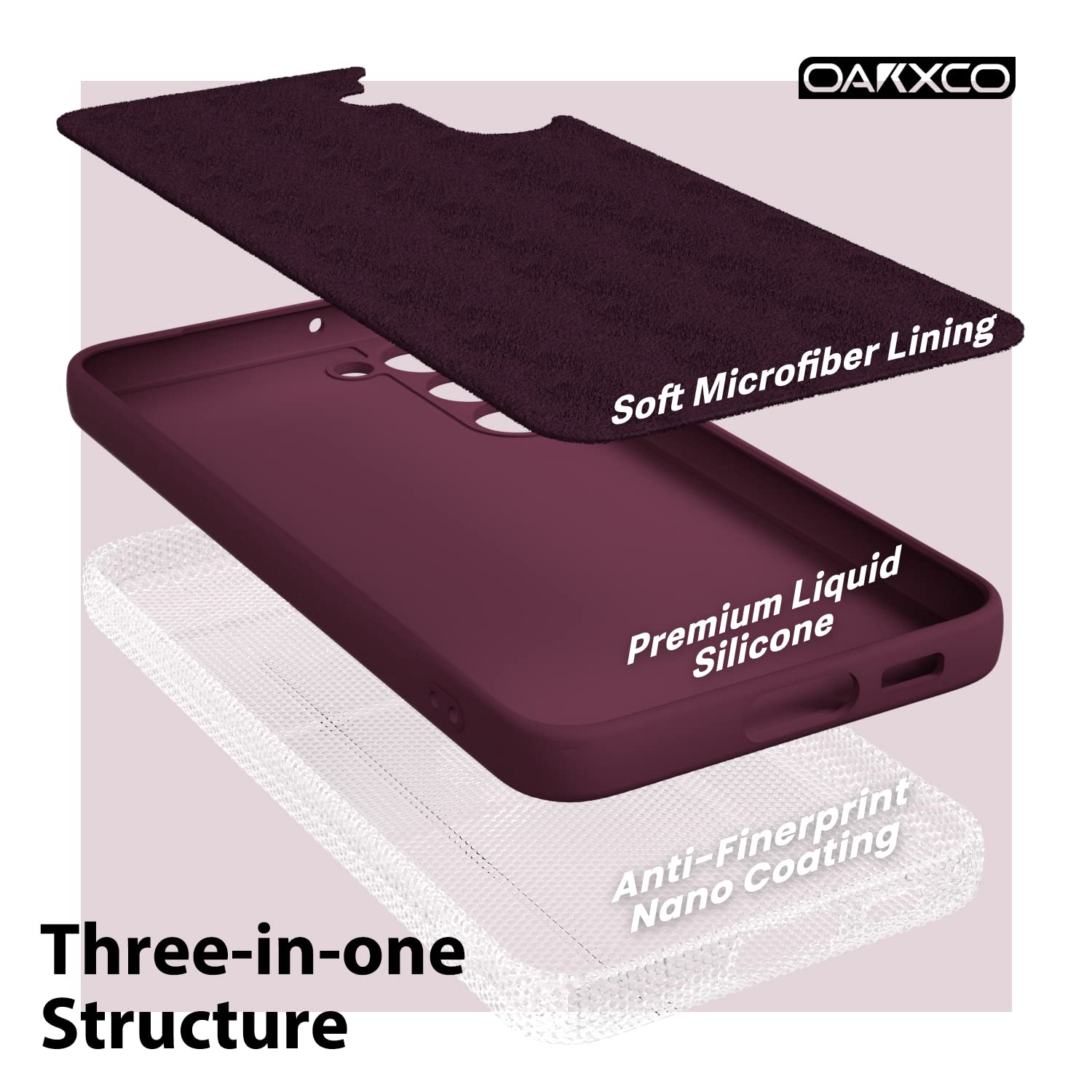 oakxco for Samsung Galaxy S23 Phone Case Liquid Silicone,Cute Thin Slim Soft Rubber TPU Plain Smooth Gel Cover for Women Girl Aesthetic Design, Matte Solid Protective & Shockproof, Burgundy Plum Wine — view 5