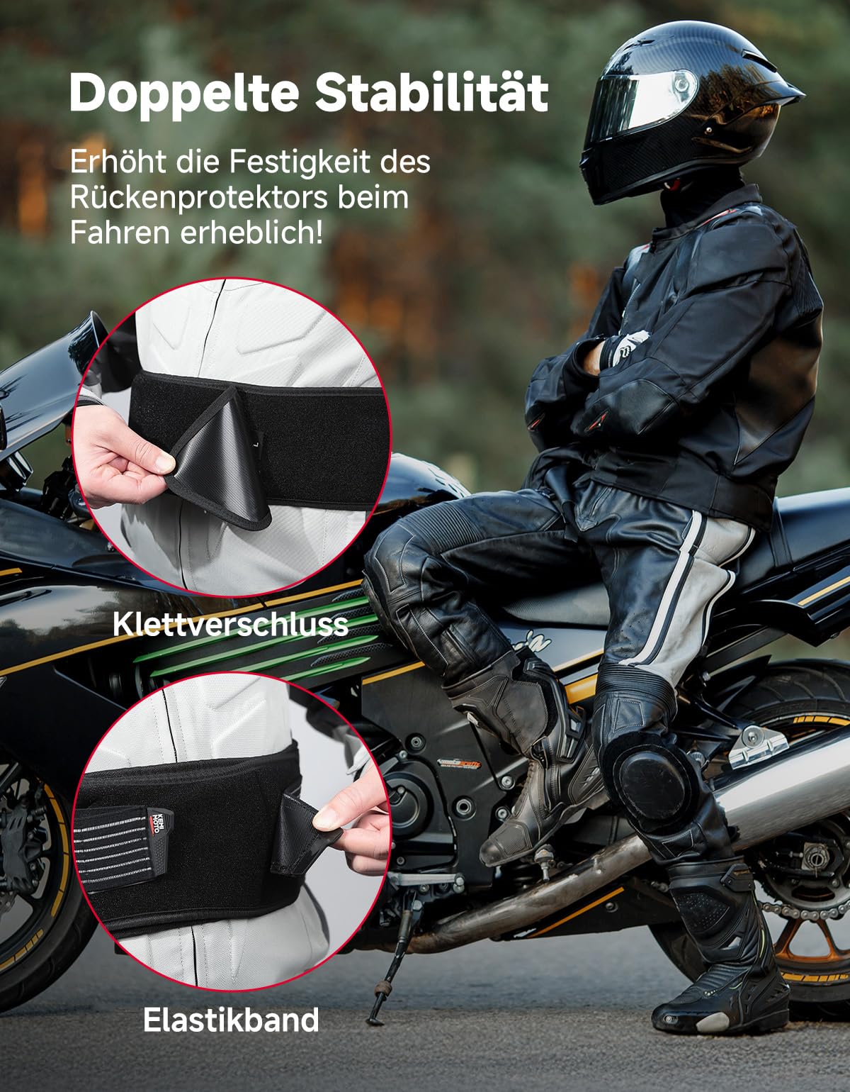 KEMIMOTO Motorrad Rückenprotektor, CE-2-zertifizierter, Umschnall-Rückenschutz, Rutschfestes und Leichtes Design, Unisex, für alle Jahreszeiten Geeignet, Verschiedene Outdoor-Aktivitäten