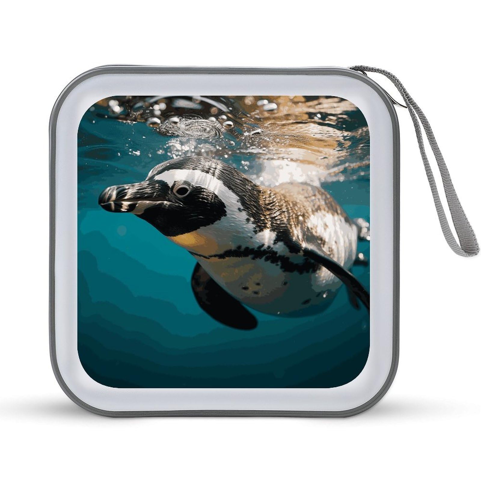 JTREHY Penguin Swimming in The Ocean CD Case 40 Capacity CD/DVD Case Holder Disc Storage Organizer Wallet Bag Portable Zipper CD Case Holder for Car Home Office Travel