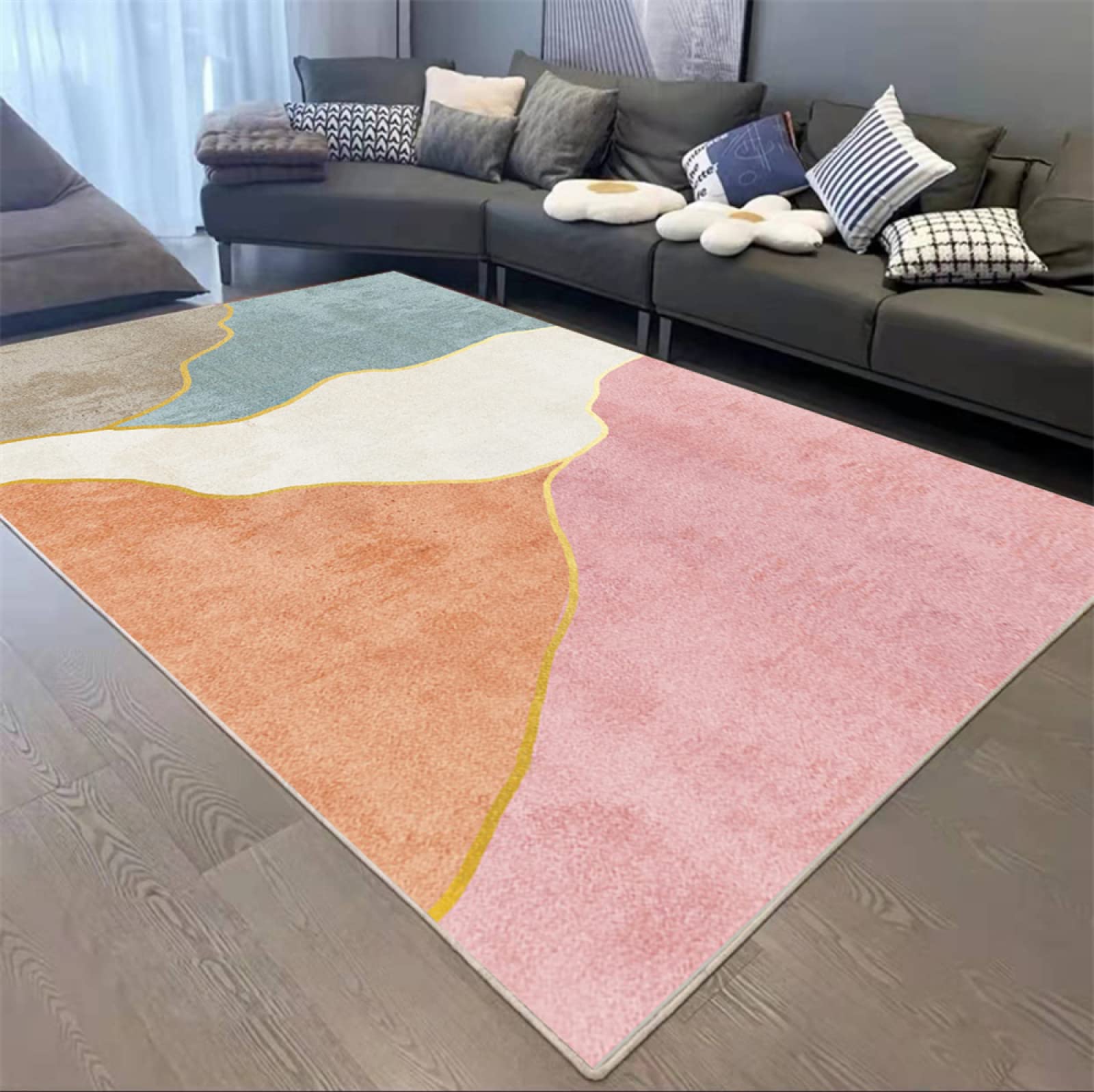 Tapis extérieur doux 140x200cm bleu violet rose pour réchauffer un sol de terrasse froid