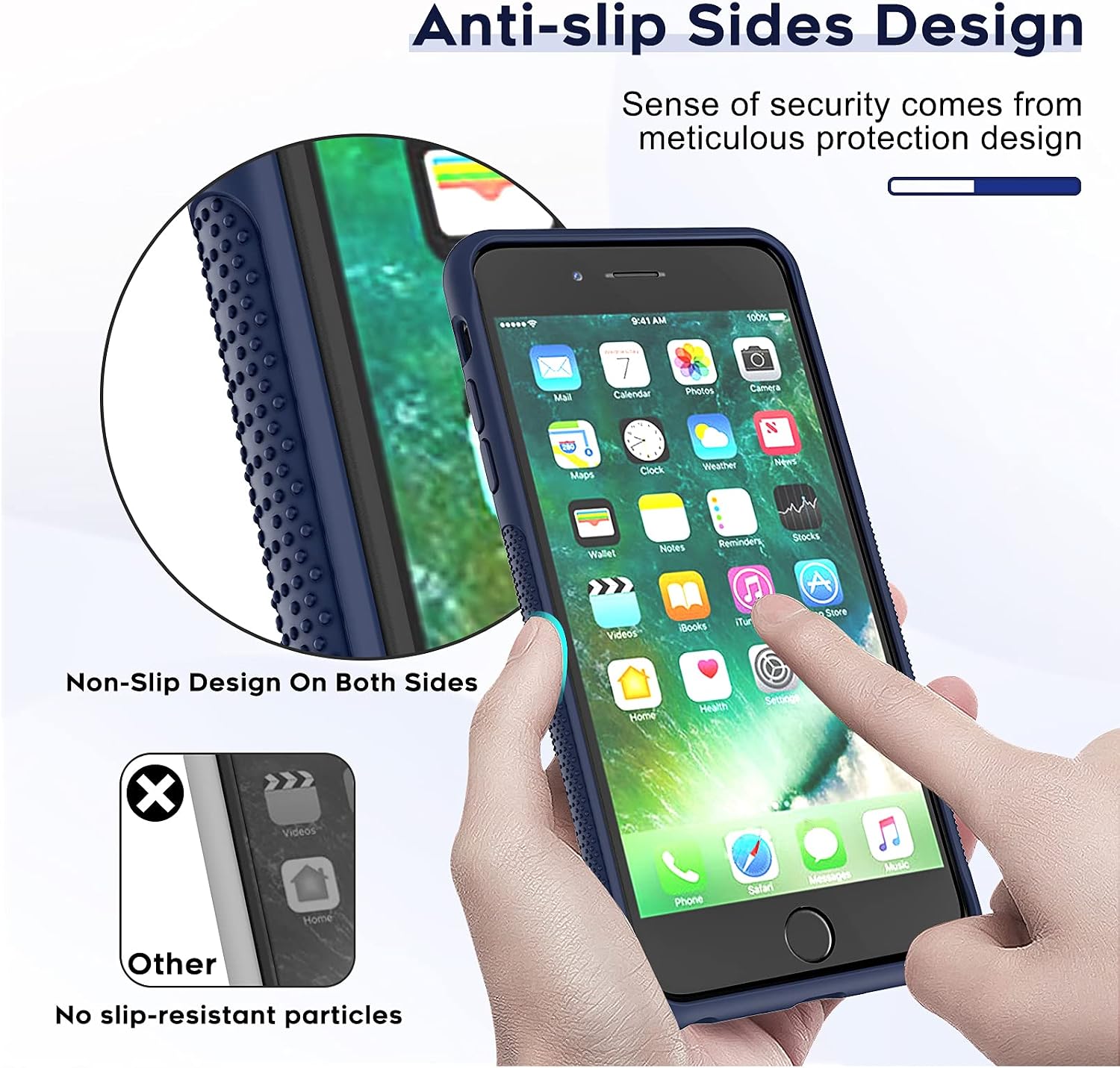 LeYi Compatible for iPhone 8 Case, iPhone 7 Case for Men Boys, iPhone SE Case 2020, iPhone 6s / 6 Case, Liquid Silicone Soft Microfiber Liner Protective Phone Case for iPhone 8, Navy Blue