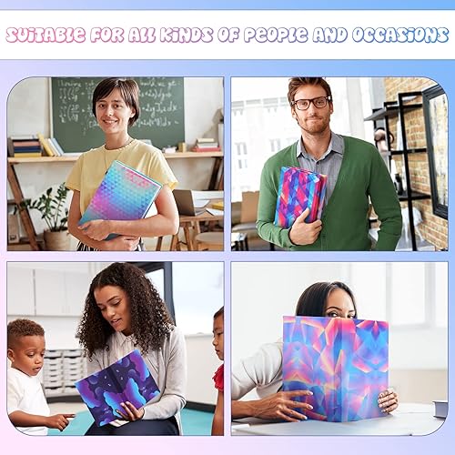 Miniatura 4 de Paquete de 6 fundas elásticas para libros de tela jumbo, fundas protectoras de libros de patrón colorido, lavable, reutilizable, funda protectora