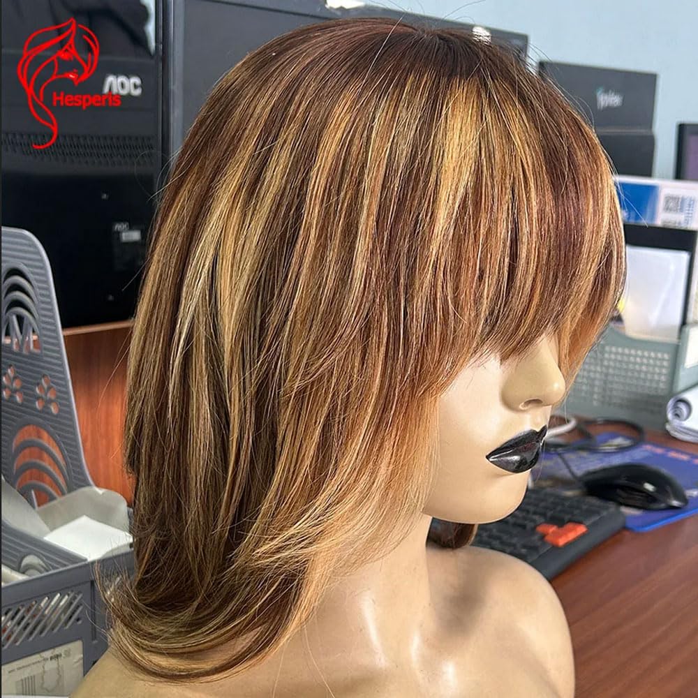 Perruque Courte Femme Blonde Doré – Référence MAIA 24B, Synthétique, Raie Libre – Neuve Avec étiquettes, Bonnet Moyen