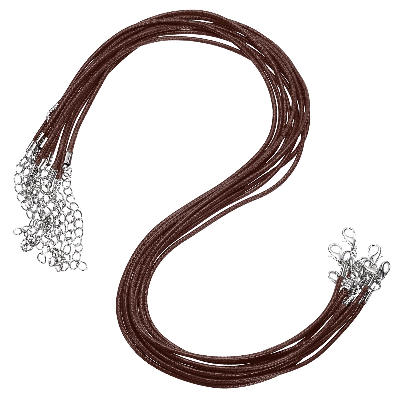 sourcing map 10pcs 18 Inch Waxed Necklace Cord, Bulk Necklace String with Clasp 2mm Waxed Leather Cord Rope for Jewelry Making DIY Bracelet Pendant, Grey