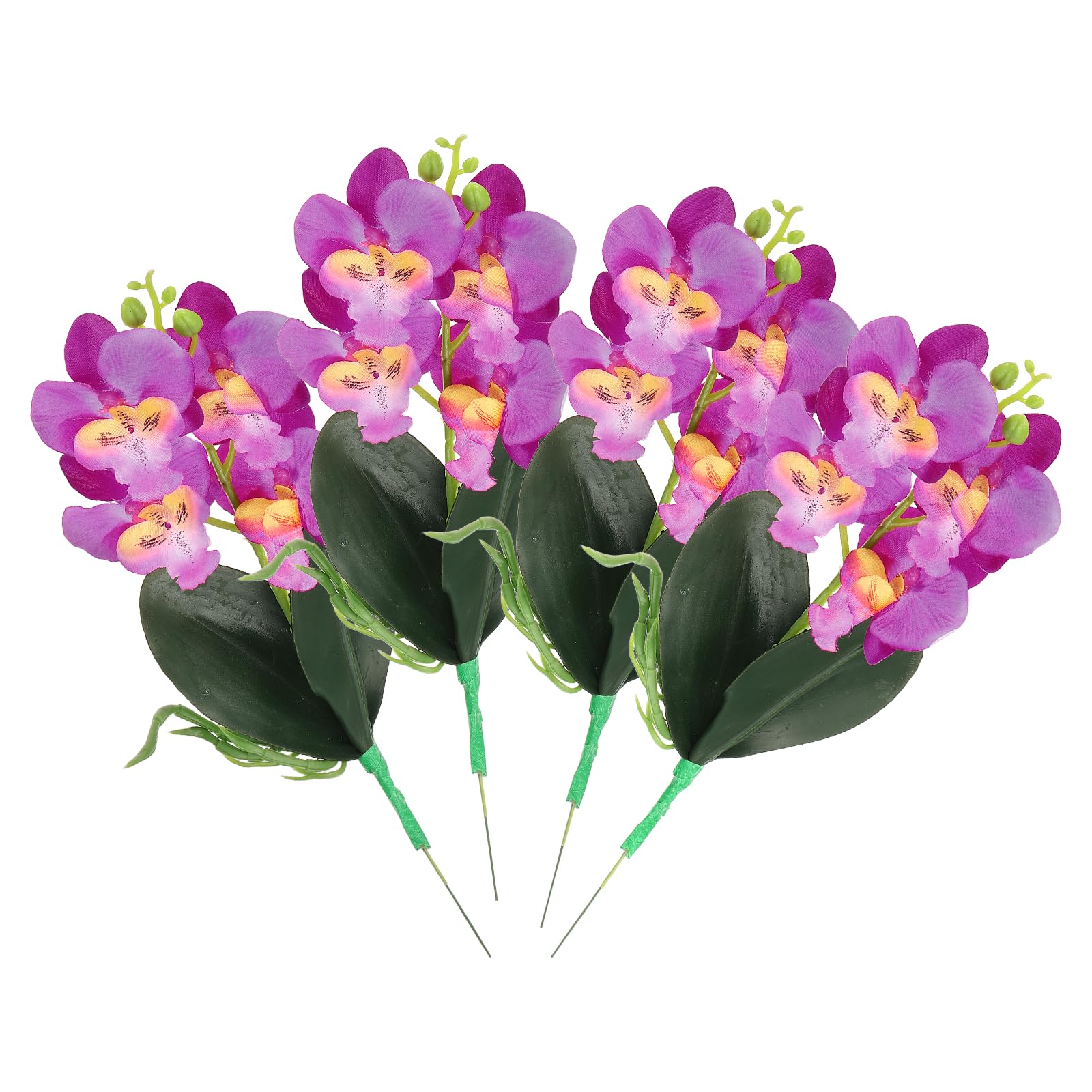 sourcing map 4 Pcs Artificial Phalaenopsis Fake Flowers, 14 Inch Real Touch Artificial Floral Fake Bouquet for Wedding Bride Shower Gift Home Decor DIY Crafts, Purple