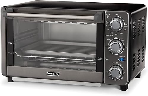 Dash Horno tostador de encimera Express con tecnología de cuarzo, hornear, asar y tostar, con capacidad de 4 rebanadas y capacidad de pizza, color