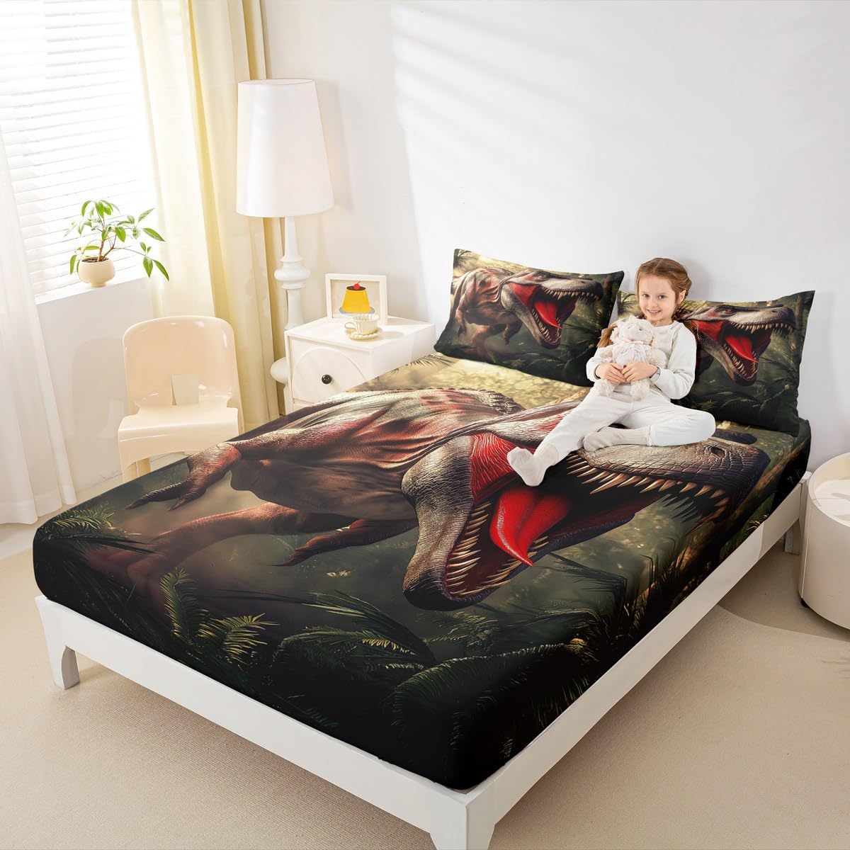 Erosebridal Cartoon Dragon Queen Fitted Sheet Cute Magic Book Bedding, Kawaii Wildlife Animal Bed Sheets Bohemian Hippie Mandala Paisley Bed Cover, Magical Jungle Bed Set (Deep Pocket)