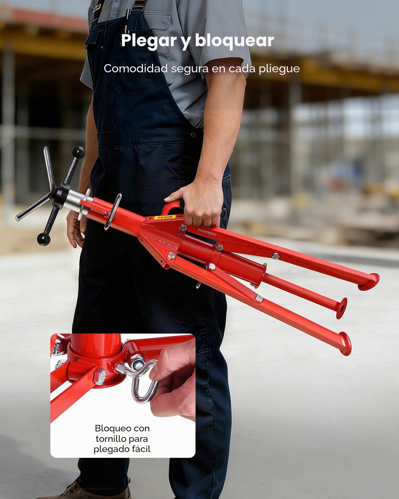 Mophorn Soporte de Tubo Alto con Cabeza en V Plegable Capacidad de Tubo 30 cm, Altura 71-132 cm Capacidad: 4500lbs