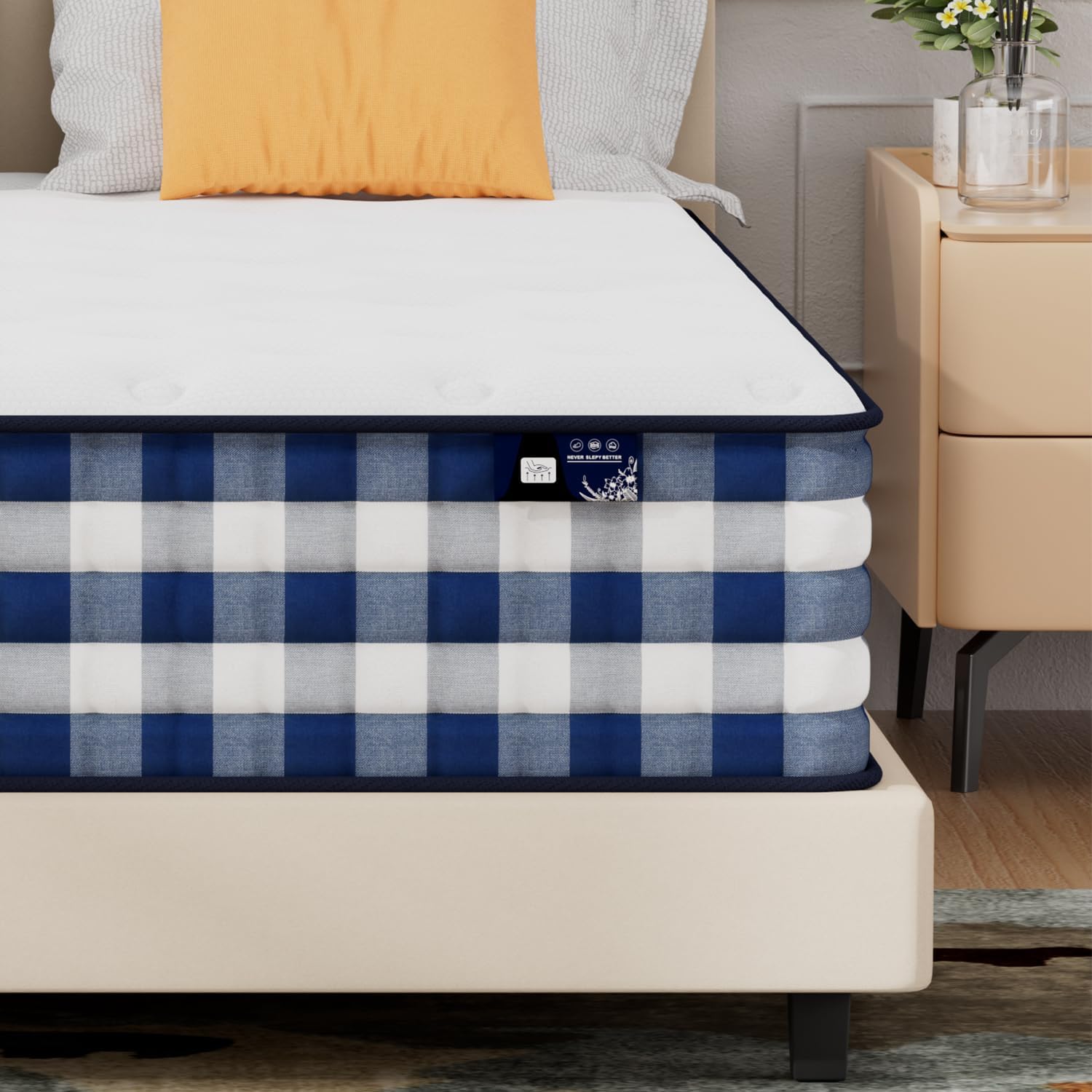 Twin Mattress,10 Inch Twin Size Mattress in a Box,Superior Hybrid Mattress with Gel Memory Foam, Pressure Relief, Zoned Support Spring, Medium Firm, 39"*75"*10"