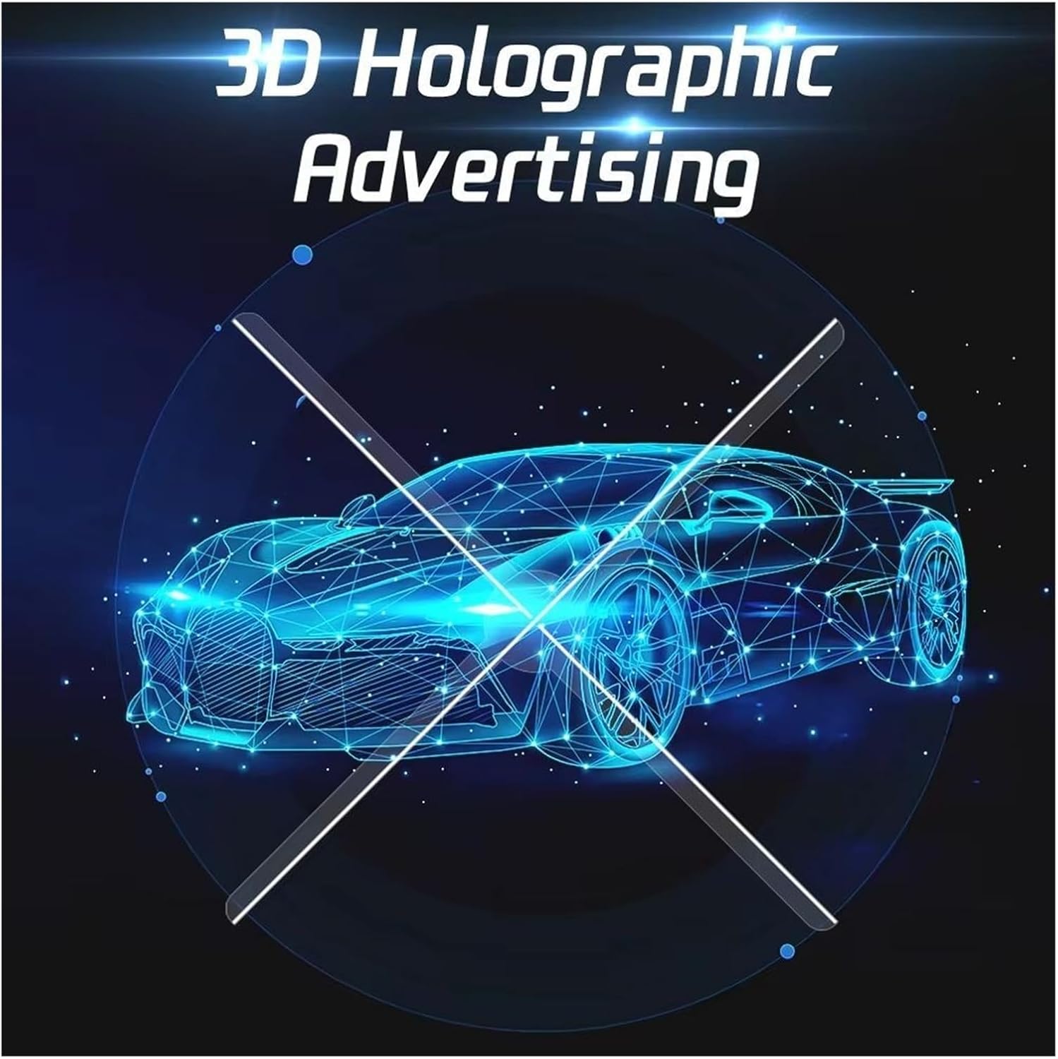 3DHologramFan, 45CM 4-Blade Holographic LED Fan – 3D Hologram Projector for Stunning Ads & Video Displays! for Shop/Bar