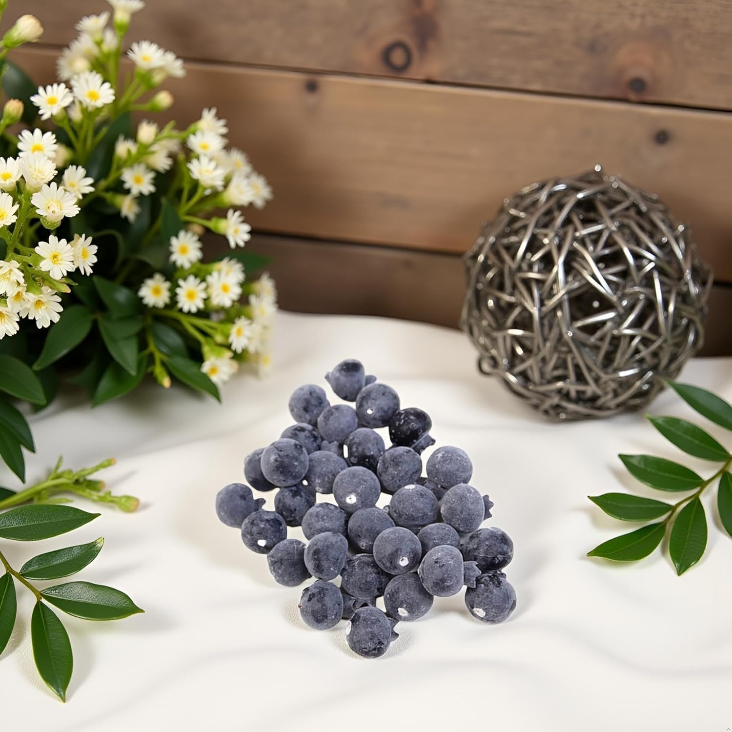 20 Pcs Artificial Blueberries Plastic Fake Blue Berry Plants Realistic Artificial Blueberry Plants for Home Wedding Office Party Kitchen Cabinet Artificial Fruit Flowers