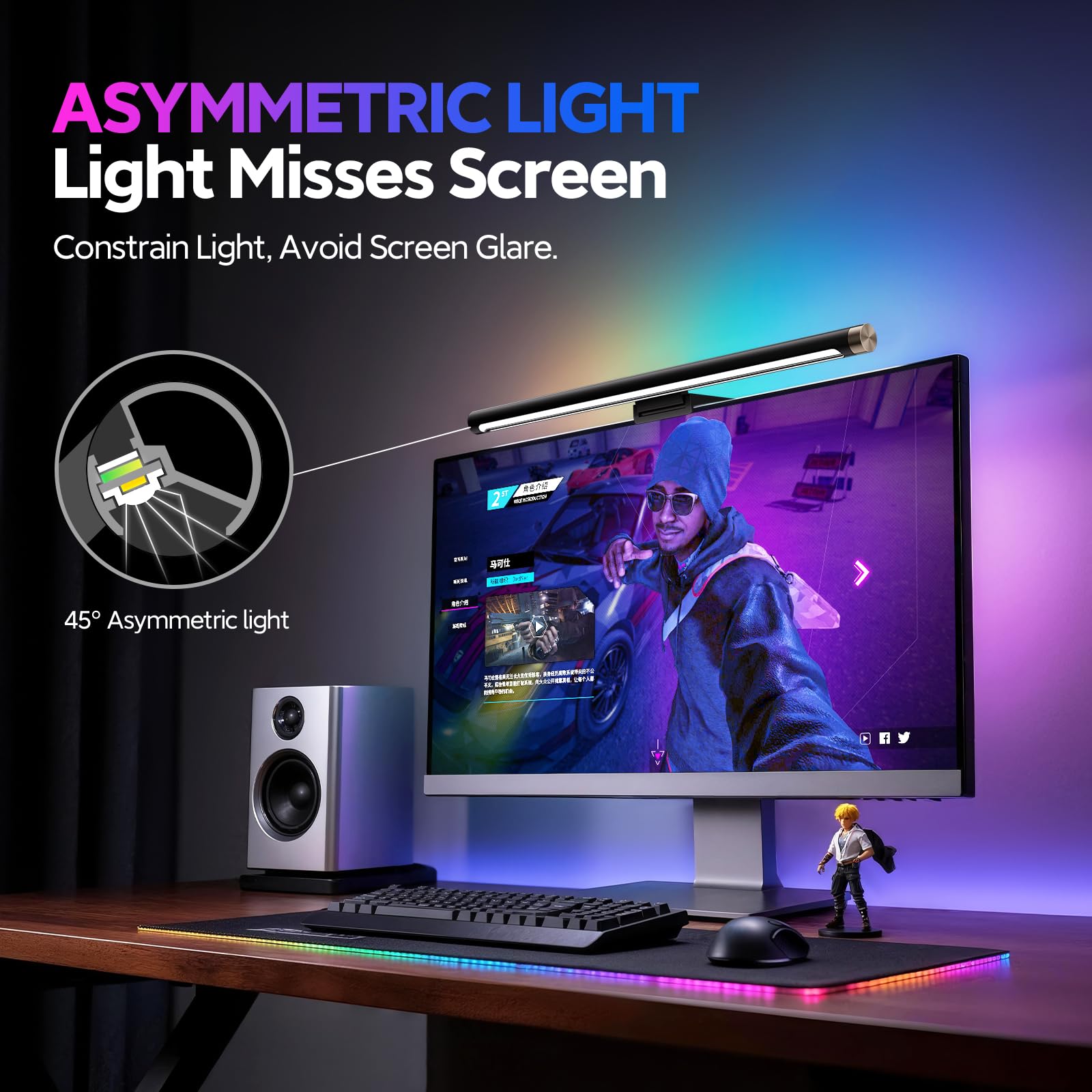 Amazon.co.jp: LYMAX RGBモニターライトバー、アイケア用