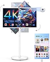 Bisprico 32 Inch 4K UHD Portable Smart TV on Wheels - Snapdragon 710, Android 14, 8-10H Battery, Touchscreen, 8MP Camera