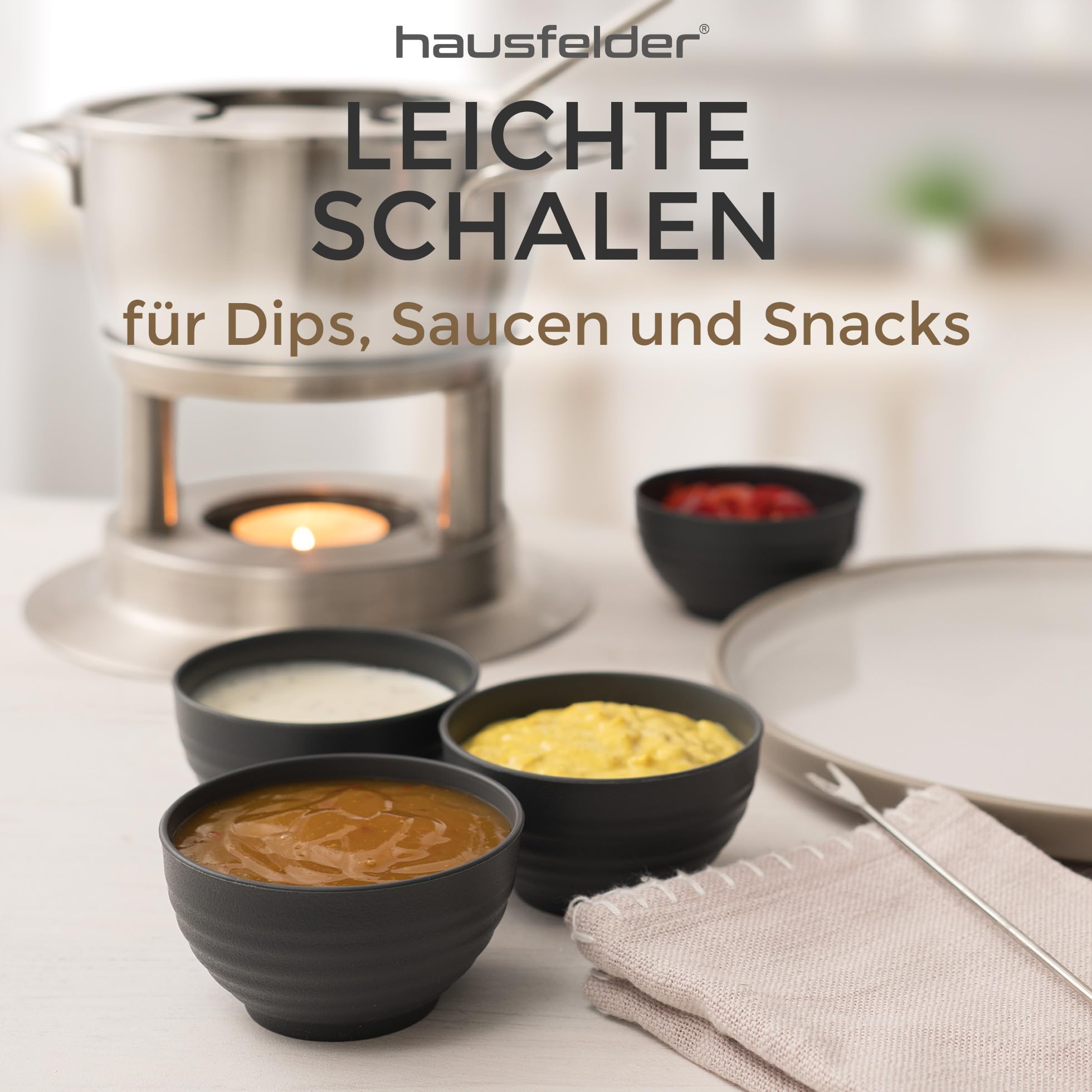 Hausfelder Raclette Schälchen Set 12, 12 Stück, Schwarz | 12 Stück, spülmaschinenfest, Raclette, Schälchen, Kleine, Dipschalen, Schwarz, Zubehör, Snackschalen, Tapas