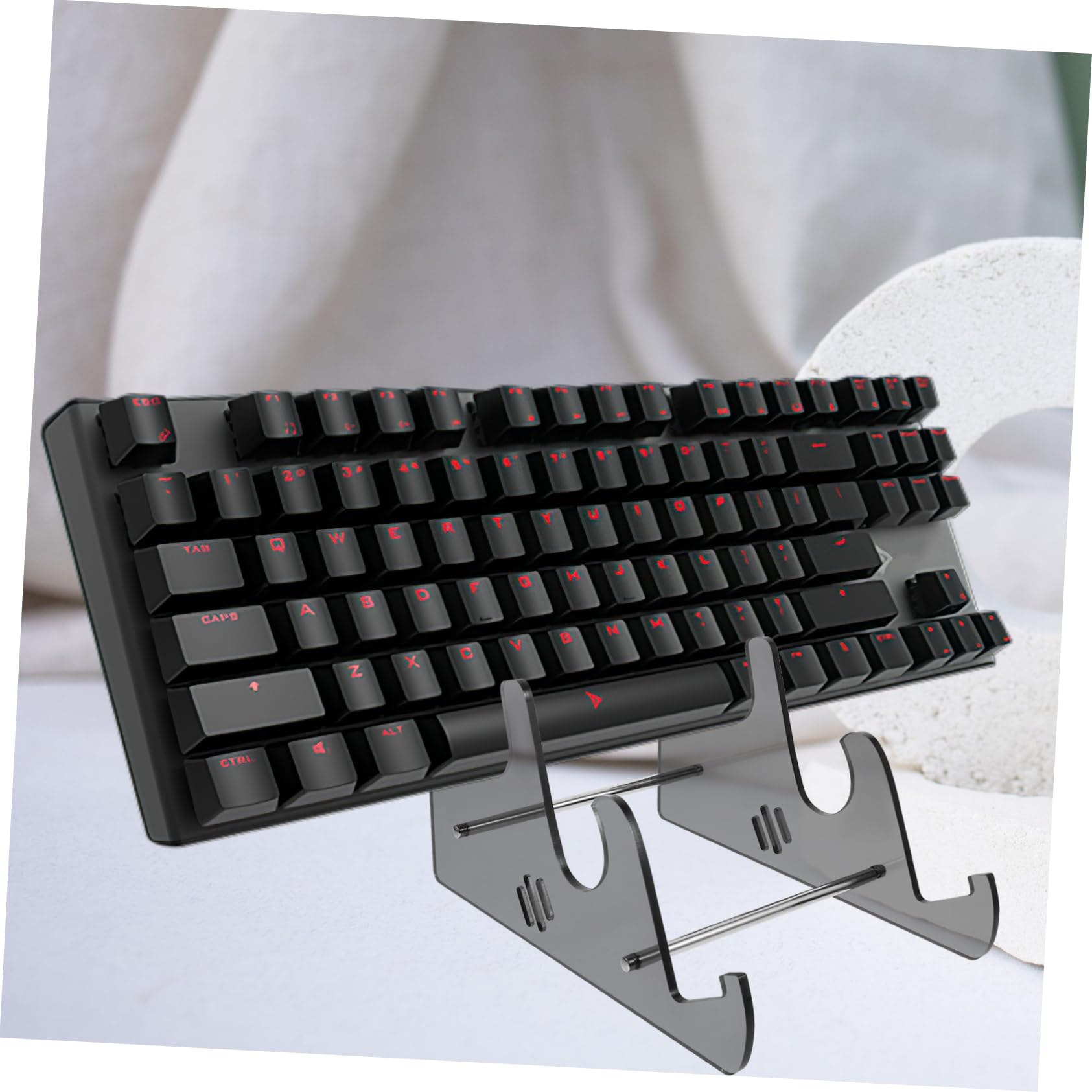 OSALADI Sturdy Acrylic Keyboard Stand 3-Tier Display Holder for Keyboard Space-Saving Design